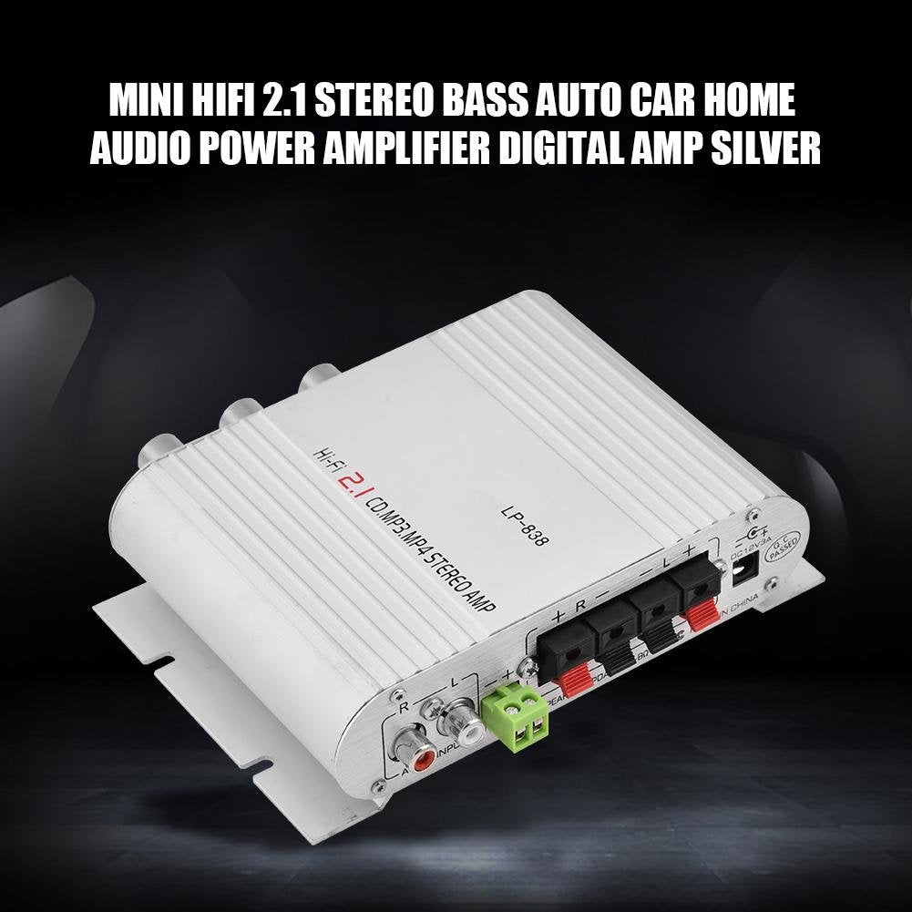2x15W 20W 2.1CH MP3 MP4 Audio Power Amplifier, + Hi-Fi HiFi Stereo Subwoofer Amp Home Bass Audio Power Amplifier