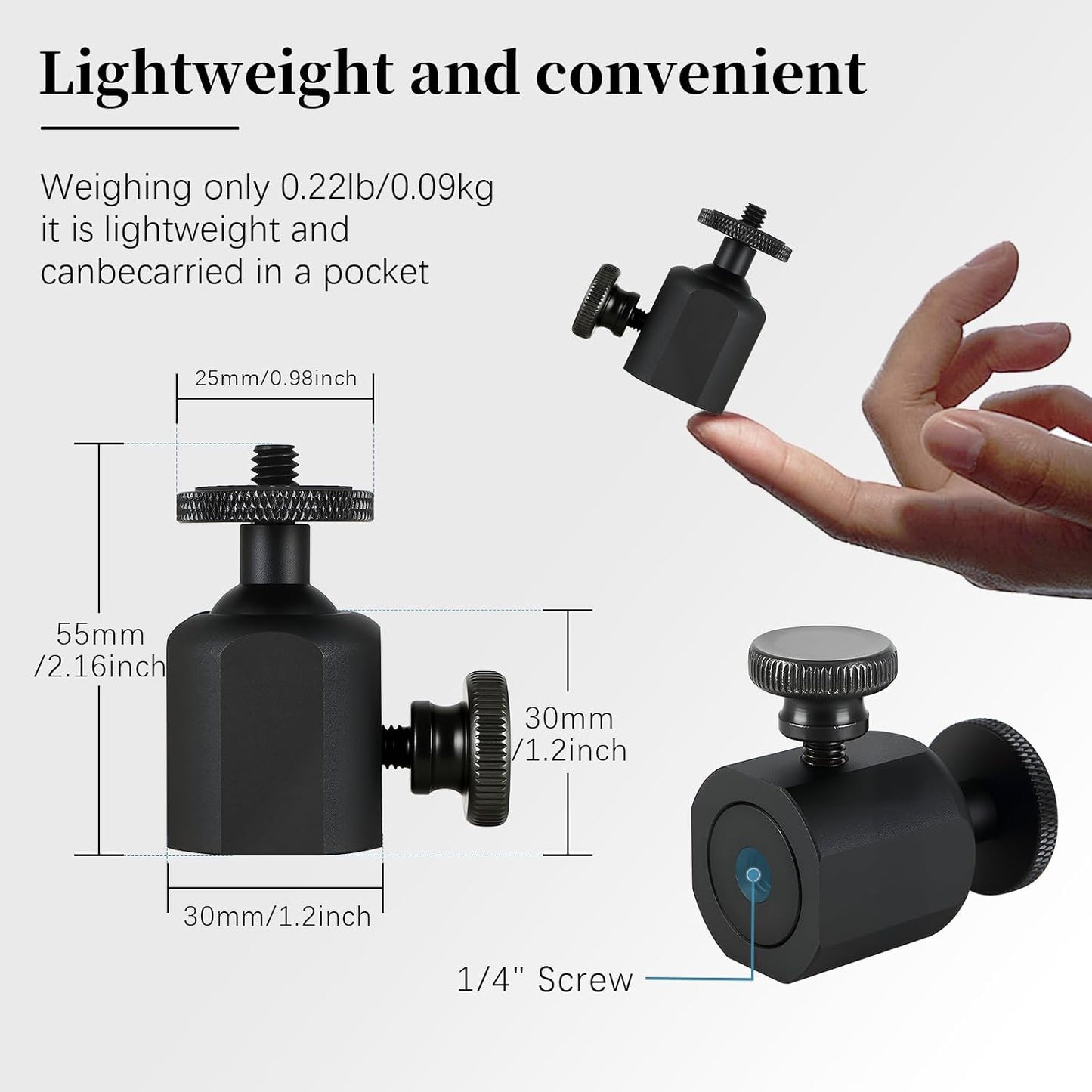 Folgtek 360 1/4 inch 10lbs, (1) Mini Ball Heads Universal Tripod Ball Head Camera Screw Mount, Degrees Rotatable Tilt
