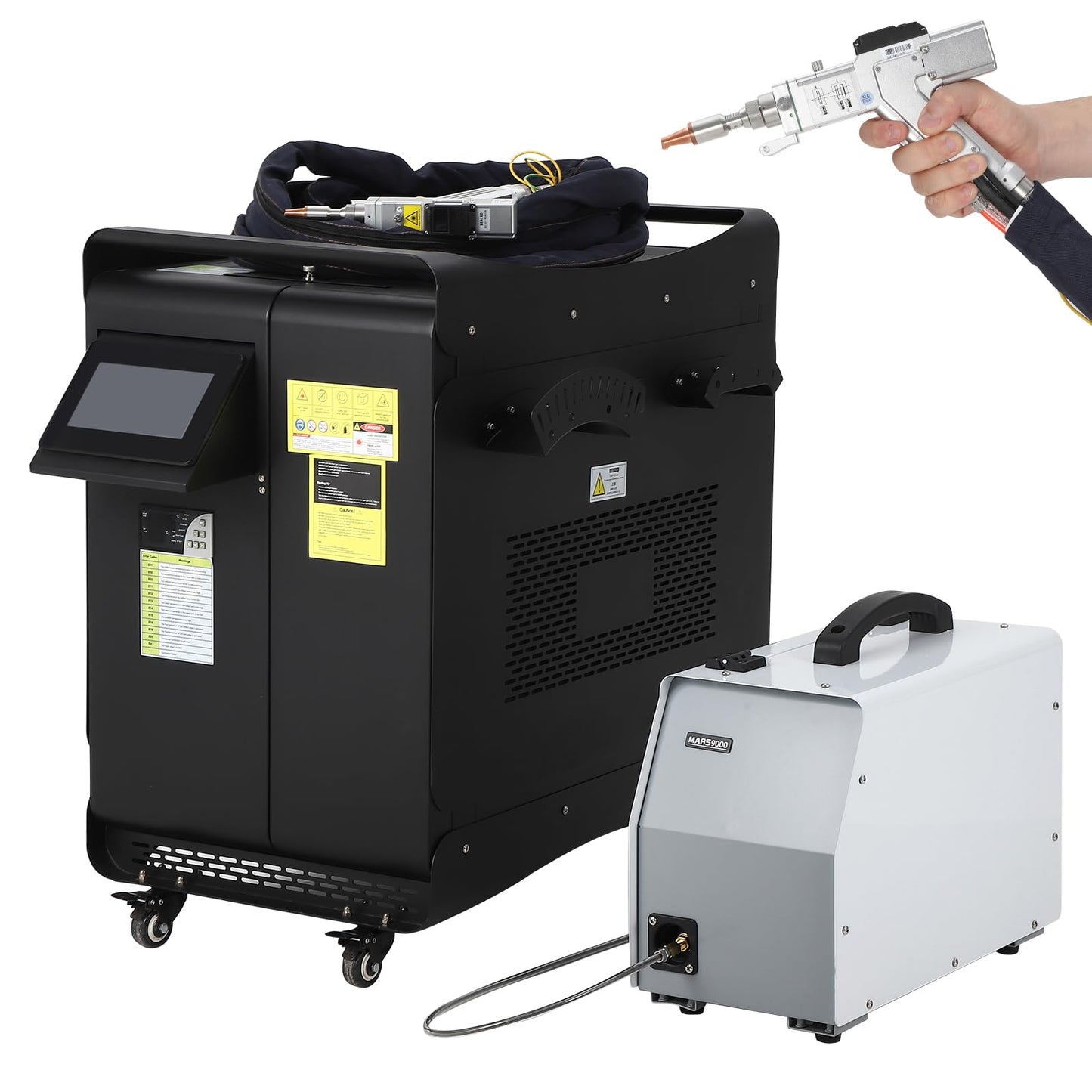 Garvee 1500W(0.874mW) Laser Welding Machine with Auto Wire Feeder Cable, Professional Handheld Laser Metal Welder Class 2 with Built-In Chiller for Welding, Cutting and Cleaning 3 In 1
