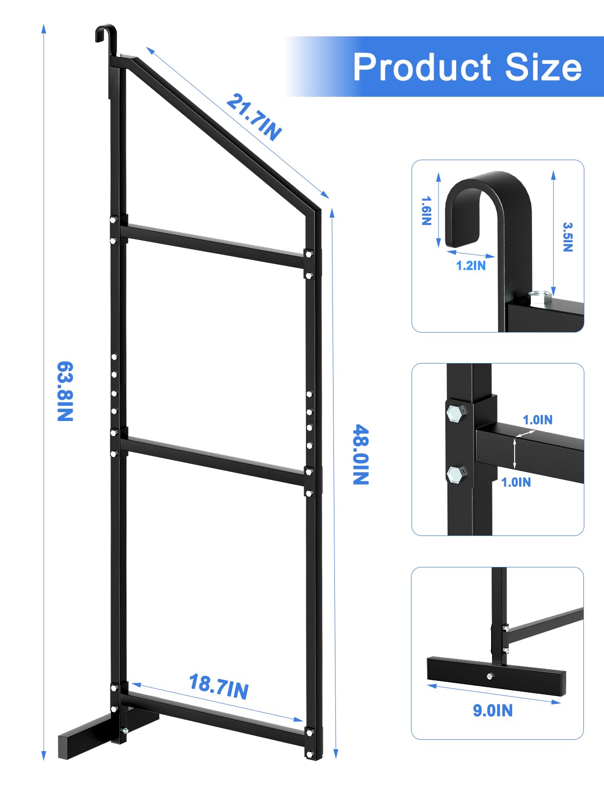 sogiv 4 Pack 3-Tier Shipping Container Shelving Bracket with 64"(H) X 19"(D), Heavy-Duty Powder-Coated Steel Cargo Shelves, Shipping Cargo Shelves Universal for Heavy Duty Trailer Containers