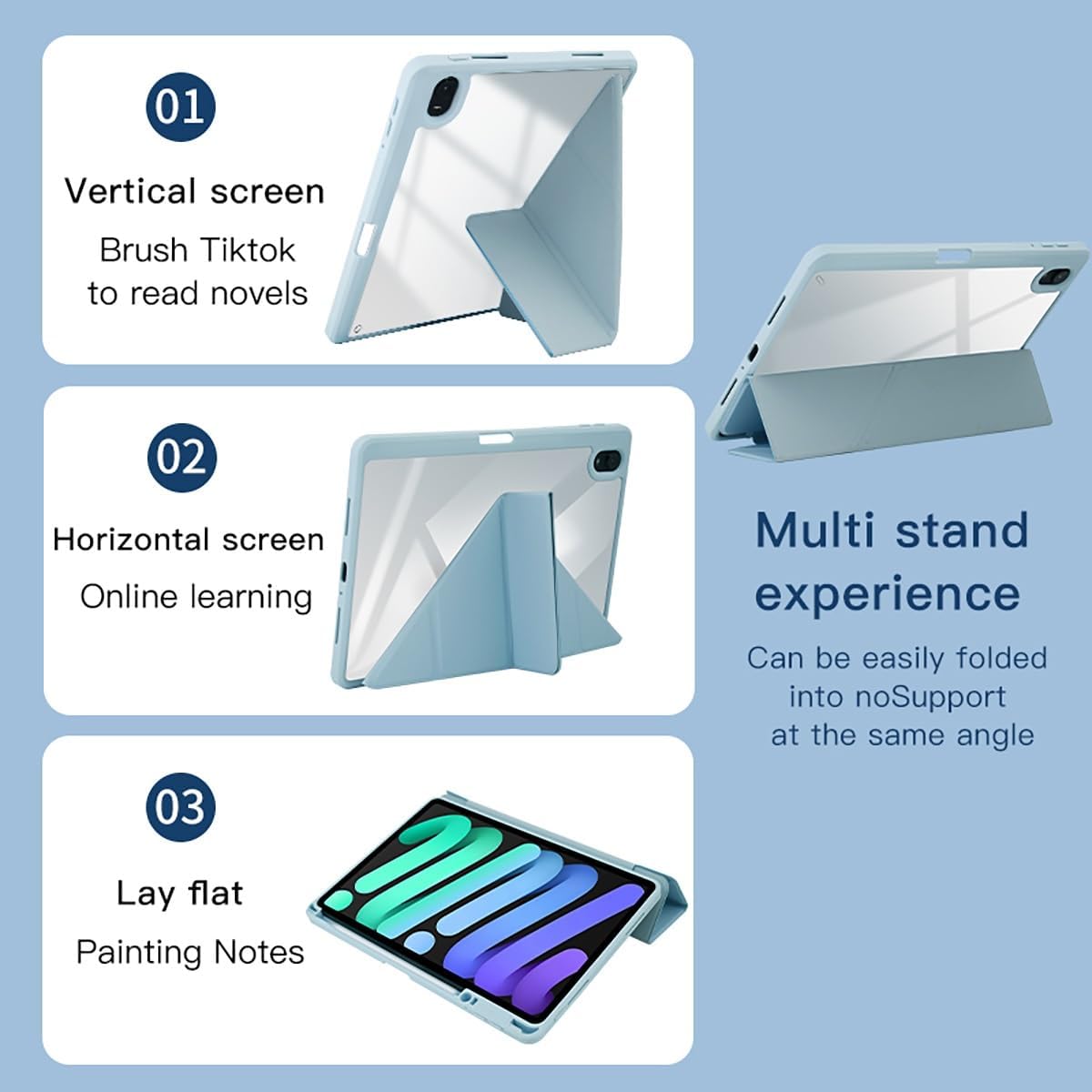 yixinA 10.3 2022 for Oppo Pad Air Smart Tablet Cover Case,Slim Protective Folio Shell Cover,Could Multi-Angle Viewing