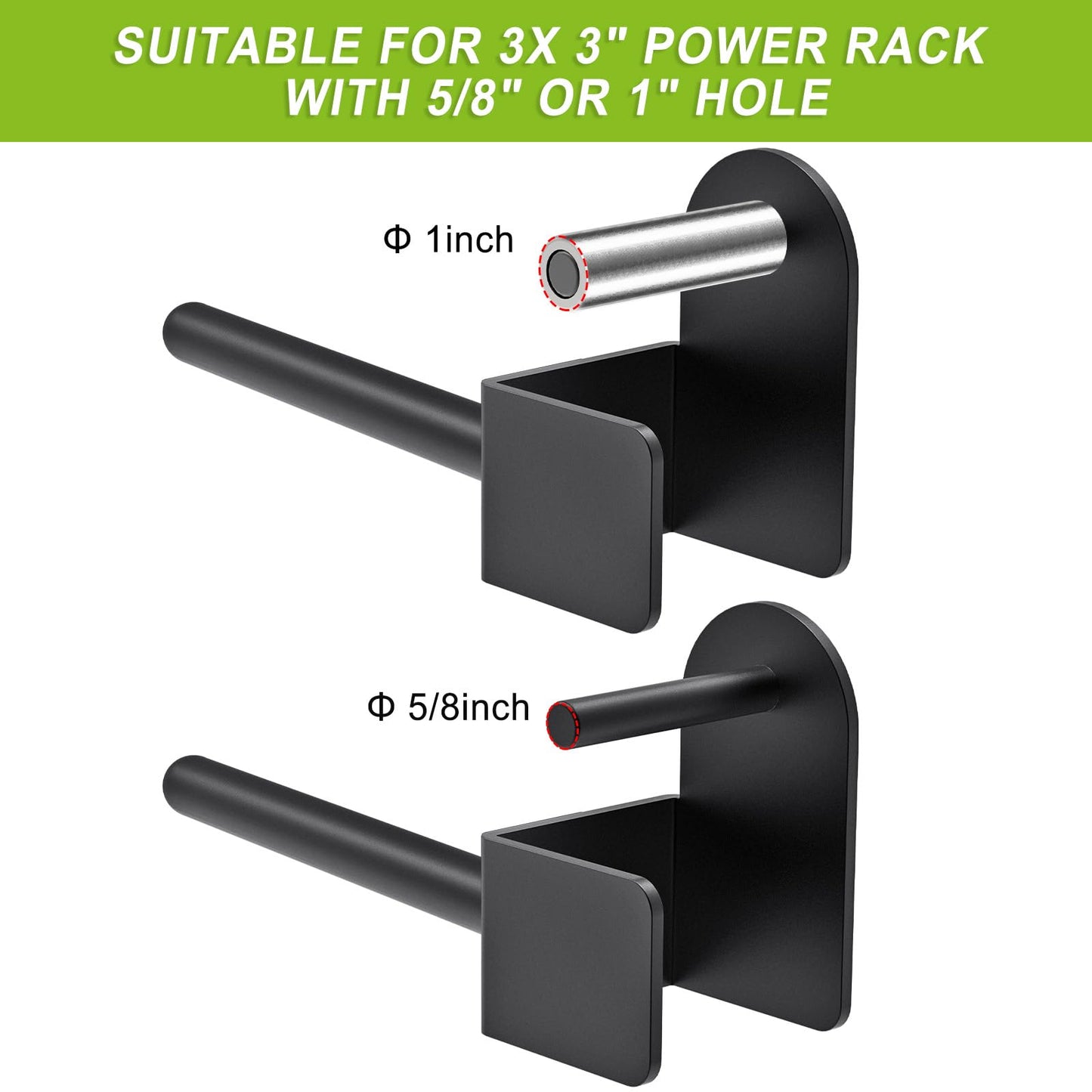 Kipika Weight Plate Holder for 3x3 Power Rack - Heavy Duty Steel Storage Rack for 1" Weight Plates - Fits 3x3 Power Rack with 1" or 5/8" Hole - Holds up to 300 lbs. per Rack - Set of 2