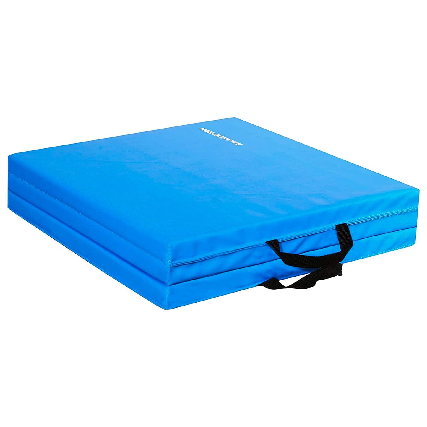 BalanceFrom 6x2 Feet 3-Panel Folding Gymnastics Mat – 1.5-Inch Thick Pad with Vinyl Surface and Carrying Handles for Tumbling, Yoga, Pilates, Home Workouts, and Martial Arts, Blue