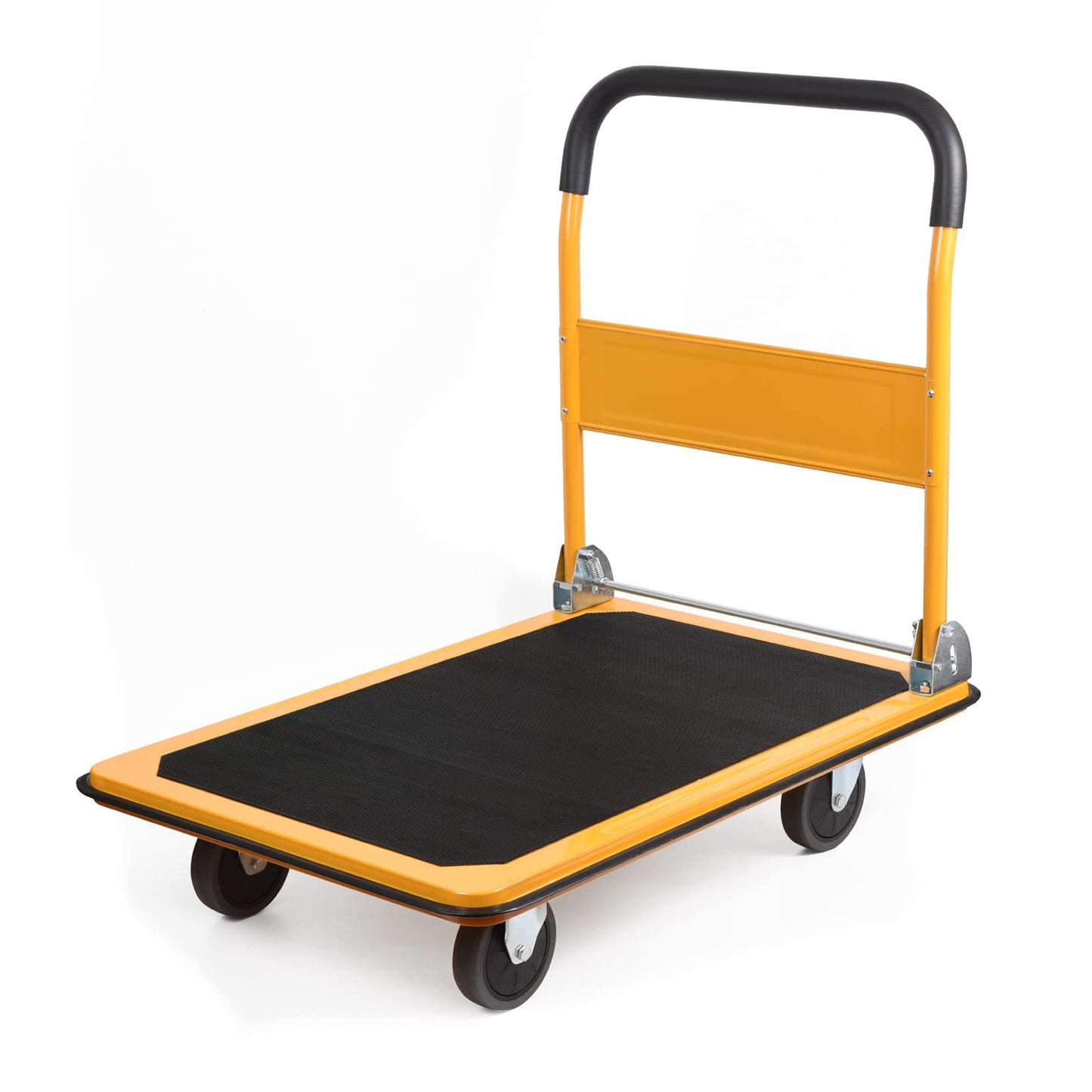 LEADALLWAY Platform Truck Large Size 880lbs Heavy Duty Foldable Push Cart 35.8x24x34.3inches Yellow