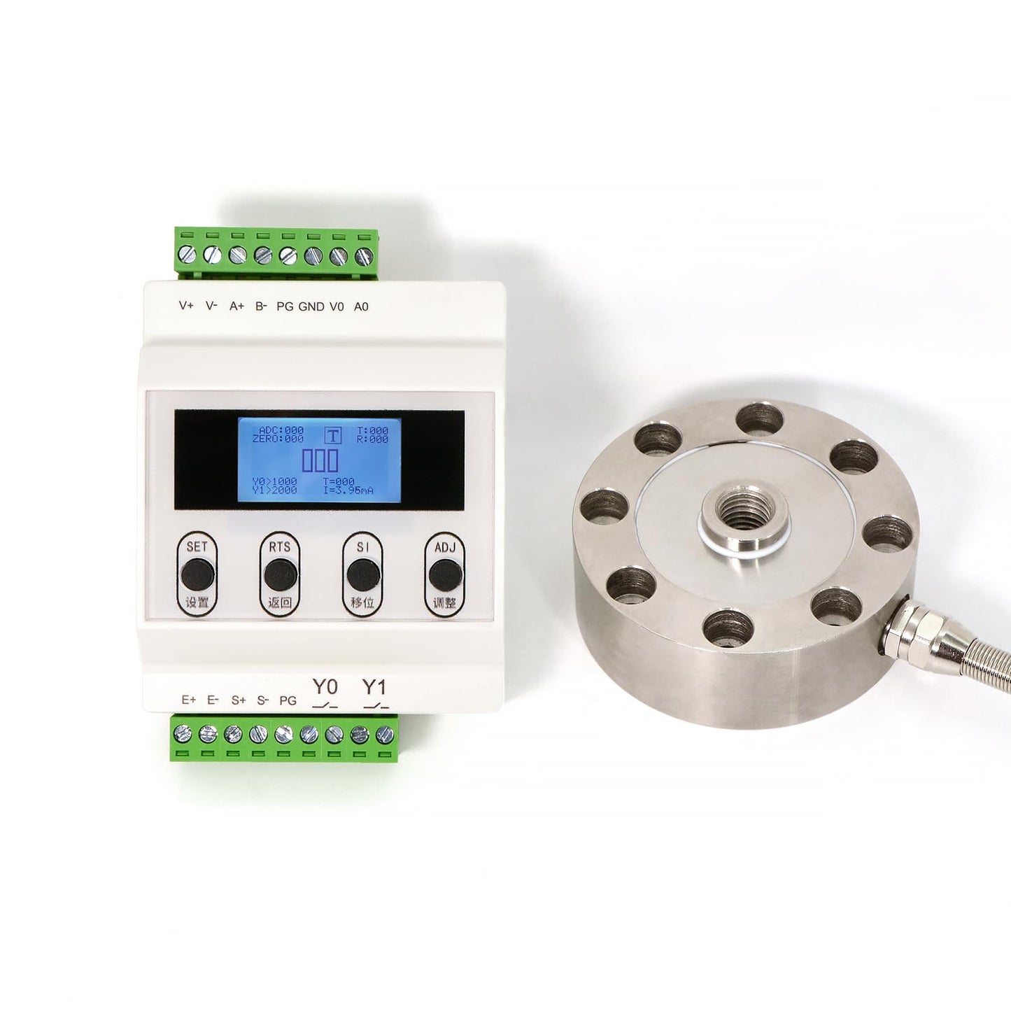 Load Cell Sensor with Signal Transmitter Amplifier,High Precision Weight Sensor Display Signal Output RS485 0-5V 0-10V 4-20mA Two Sets of Relays,Multiple Weight Display Units (0-5T)