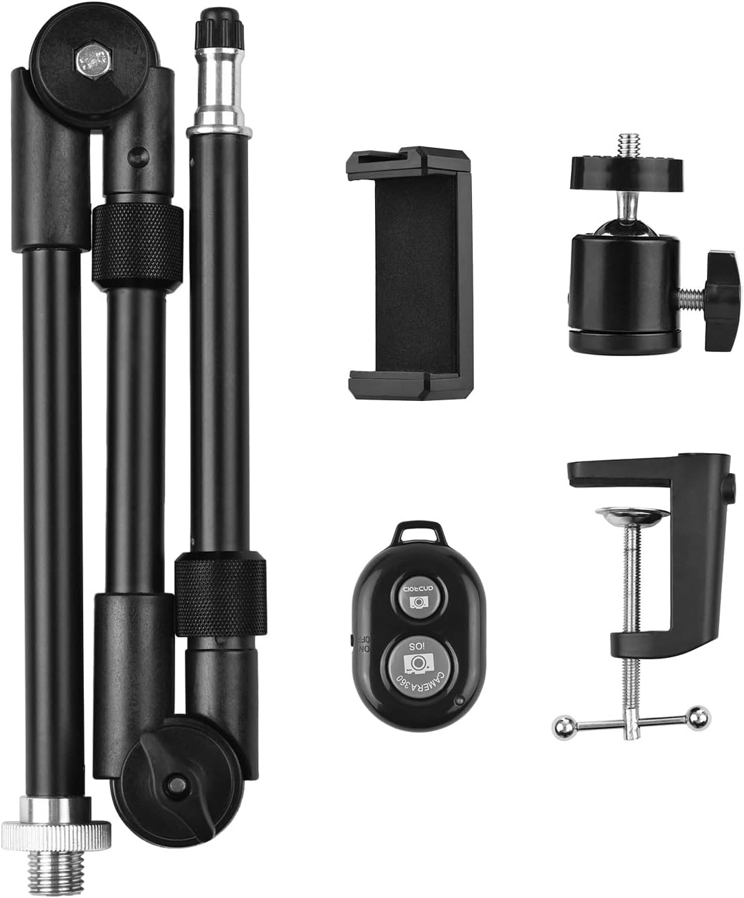 Andoer ST-01 1/4 Inch 3kg Flexible Foldable Desk Mount Stand Metal Bracket Screw Load Capacity with Flexible Ballhead