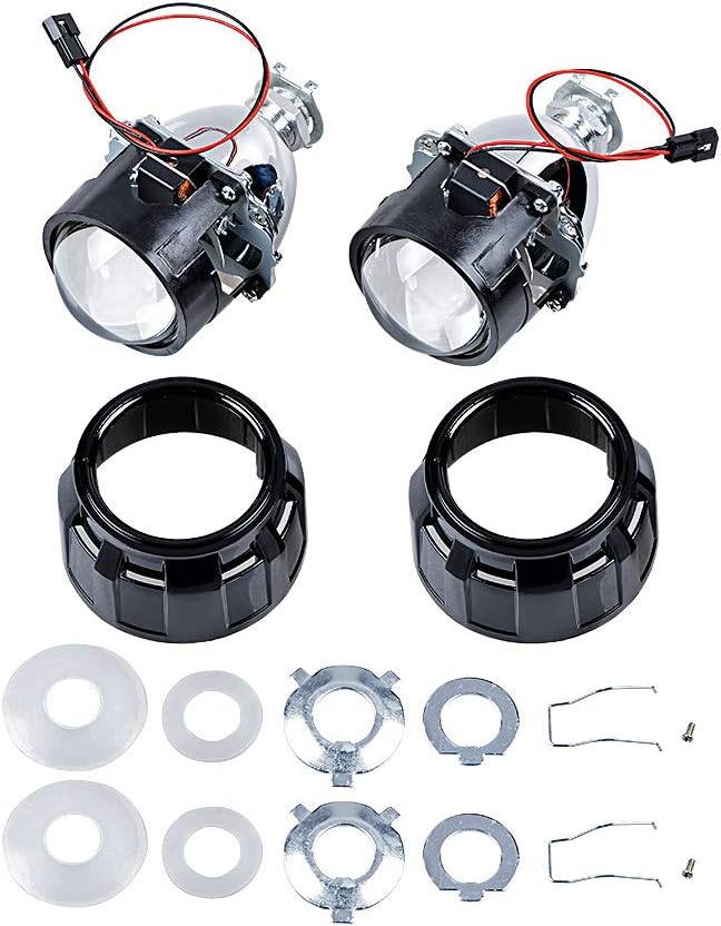 H4 H7 H11 9005 9006 9007 H13 1 Black1 Compatible with Frontlight Pair of Mini Bi-xenon Projector Lens Low High Beams
