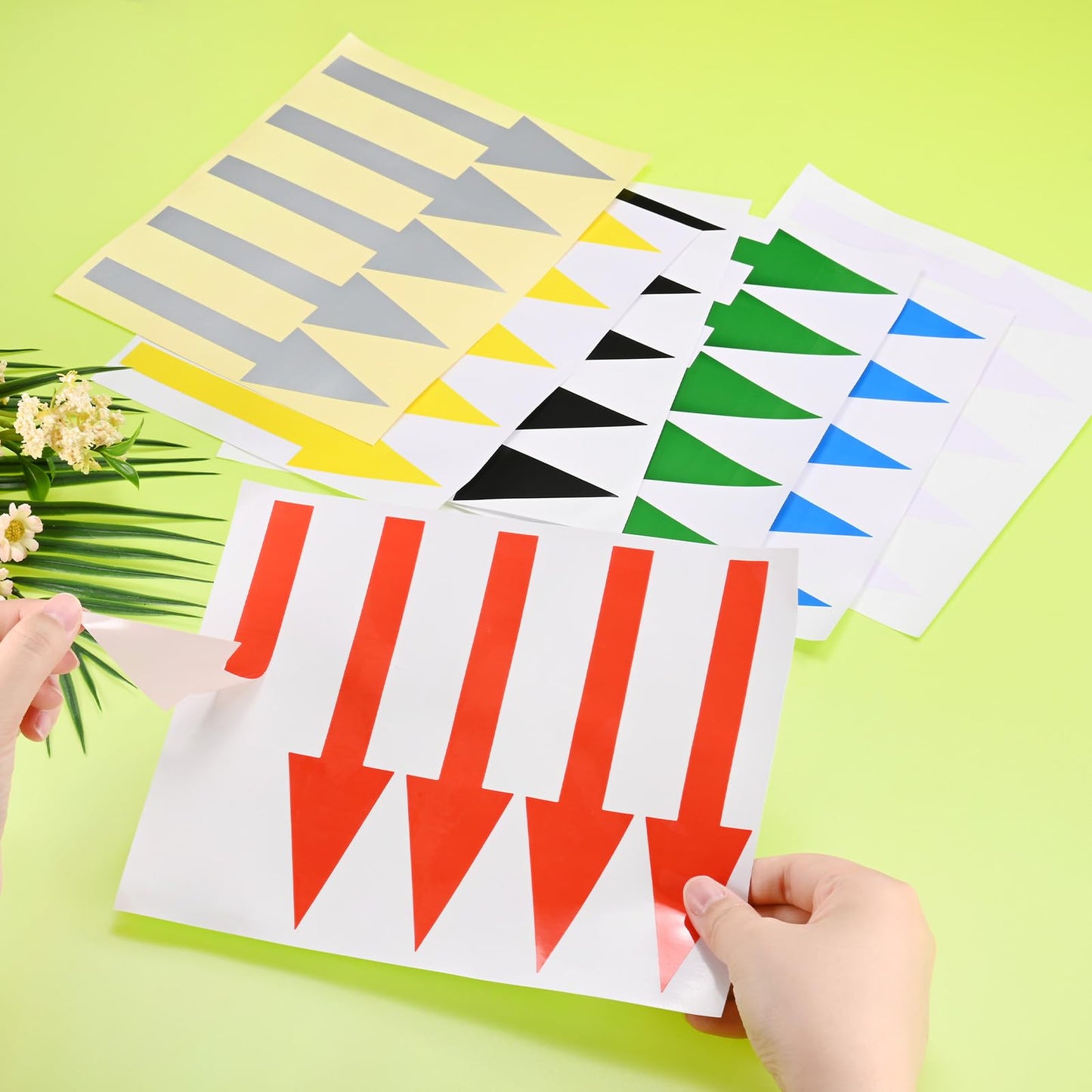 M METERXITY 6-Pack Arrow Sticker, 6 x 2 Inch/ 150 x 37 mm PVC Waterproof Self-Adhesive Directional Arrows Removable Directional Floor Decal Stickers for Wall Marking/Road Sign [Black]