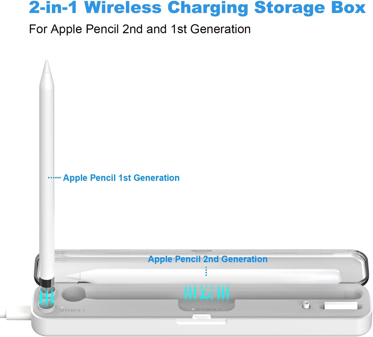 AreMe 2 1 2nd 1st 2nd in Charging Case Compatible with Apple Pencil and Generation, Magnetic Wireless Charger Dock