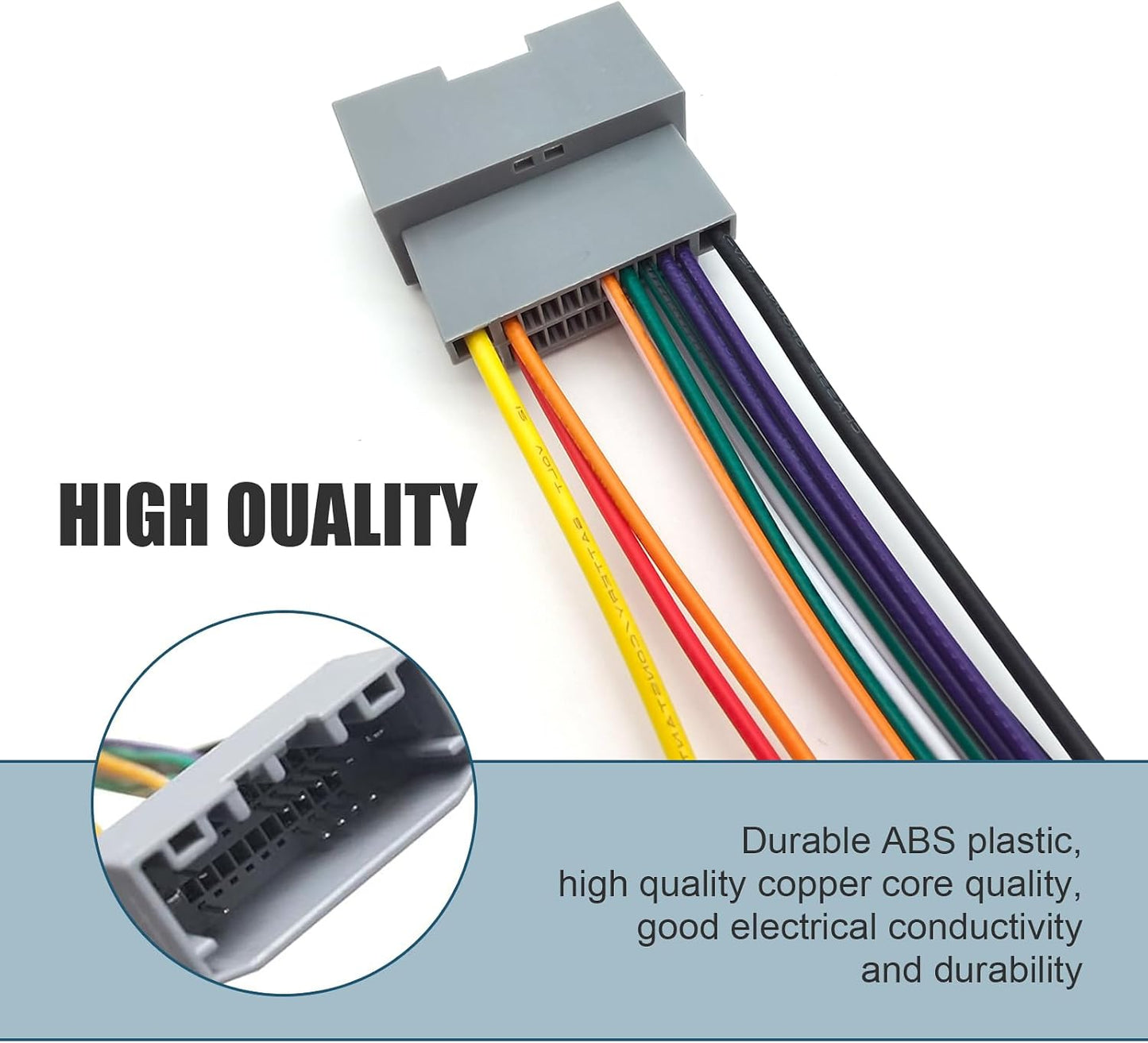 DACIRTY 3 PCS Radio Wire Harness, Standard Stereo DVD Modified Power Speaker Tail Line Connector, Waterproof Plug