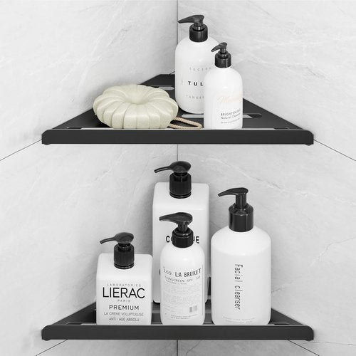 Fikoksol Shower Caddy - 2 Pack Black Metal Corner Shelf | Rustproof Wall-Mounted Bathroom Organizer
