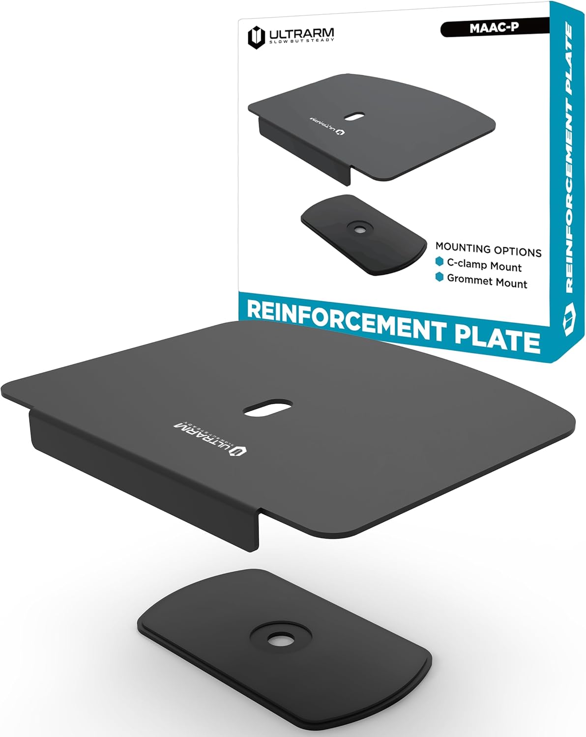 ULTRARM Grommet Steel Monitor Mount Reinforcement Plate for Thin Glass & Other Fragile Tabletop - Steel Bracket Plate