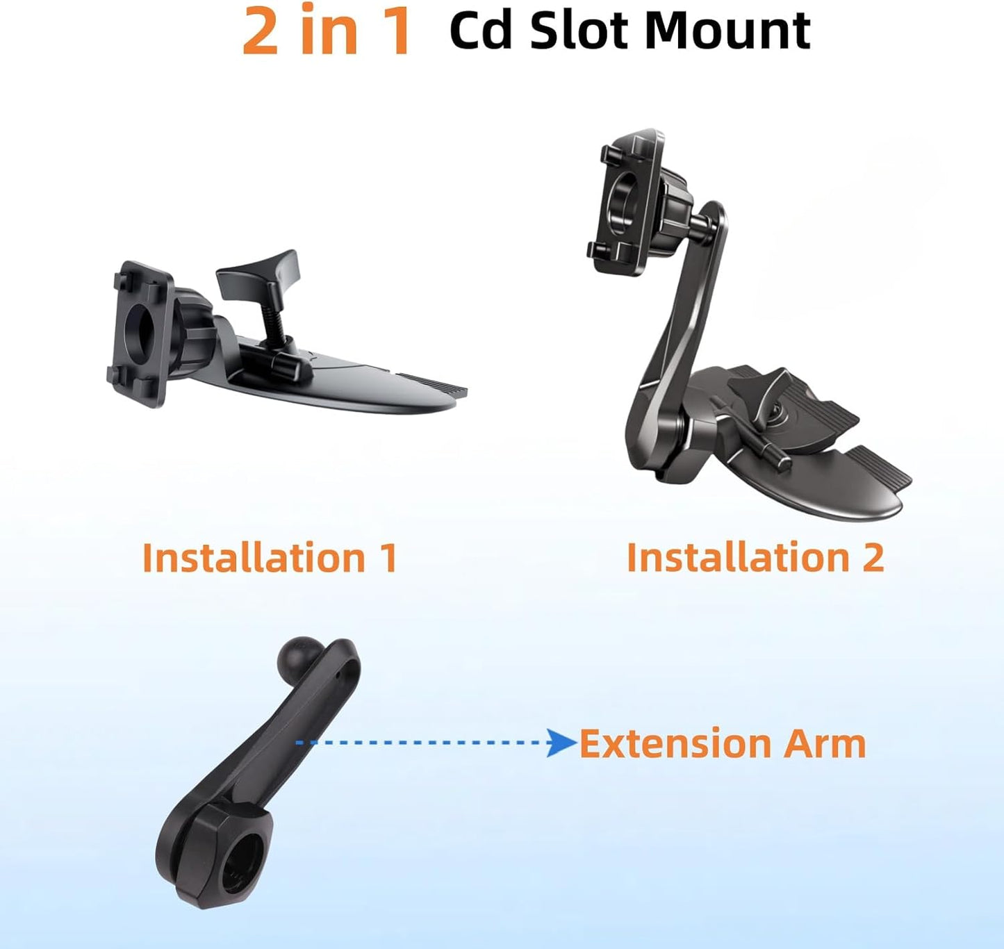 Epronic 360 7" 9" 10.26" Extended Arm CD Slot Mount for CarPlay Screen Adjustable Rotating Universal Head Compatible