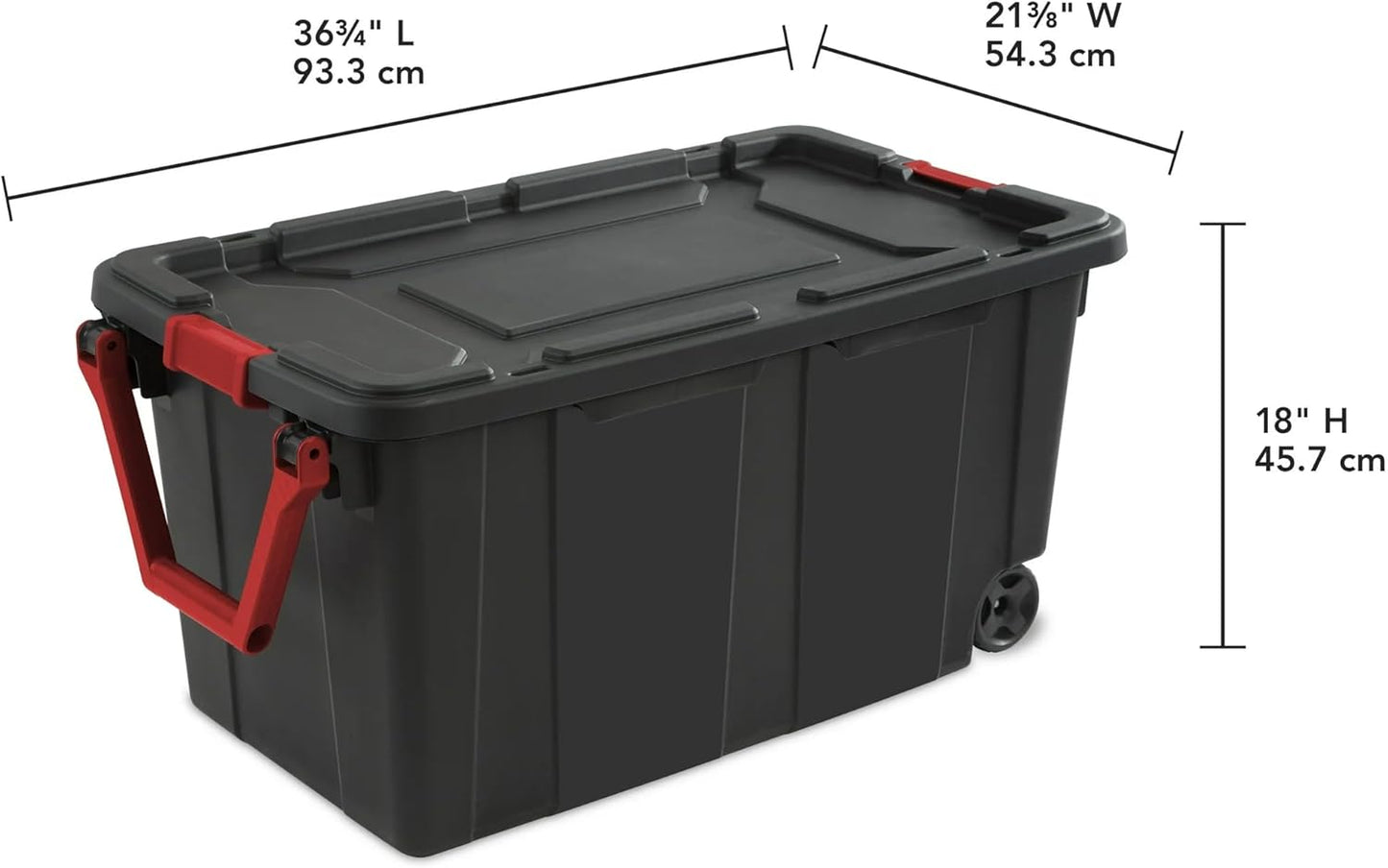 Regine Switzerland Extra Large 40-Gallon Plastic Storage Bin - Durable with Wheels & Handle, Black, Pack of 2
