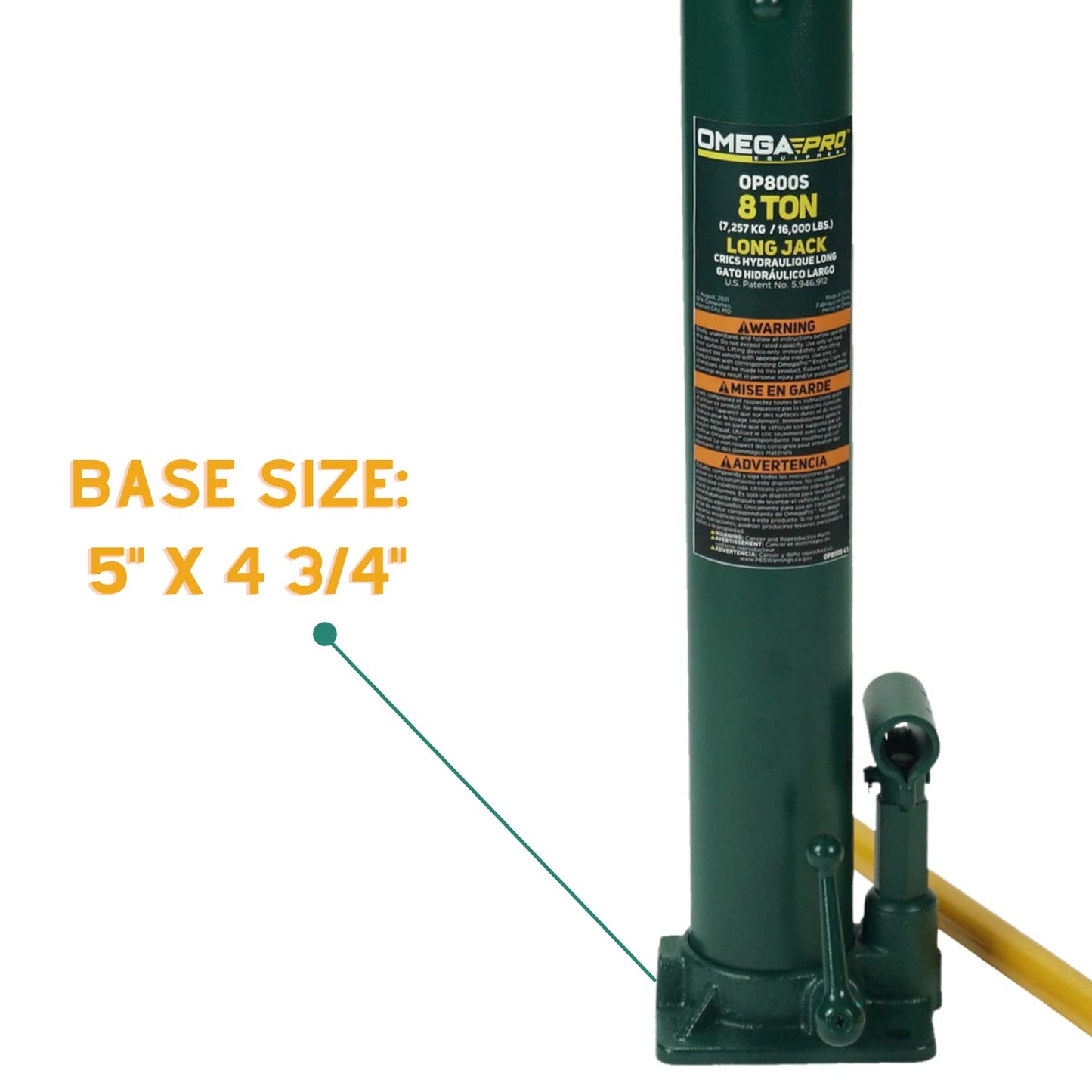Omega Pro Hydraulic Long Ram Jack - 8 Ton Capacity with Flat Base for Auto Garage Shop,OP800S