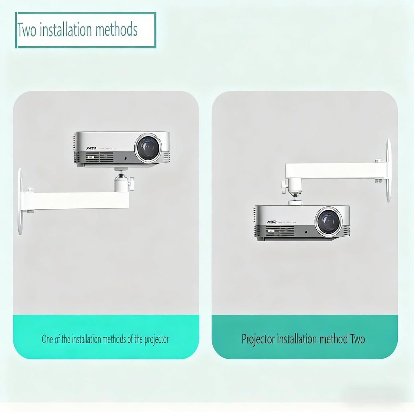 FINXRoll 1/4" 8.46in Foldable Universal Projector & CCTV Camera Wall/Ceiling Mount Bracket (White) - Screw, Adjustable