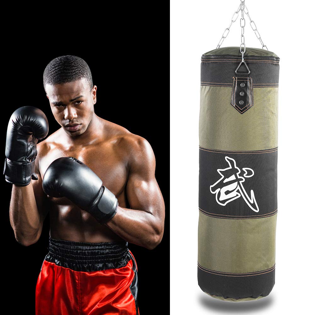 Bnineteenteam Heavy Punching Bag,Training Boxing Bag with Chain for Adults Men Women(Empty) (80cm-Green) Martial Arts