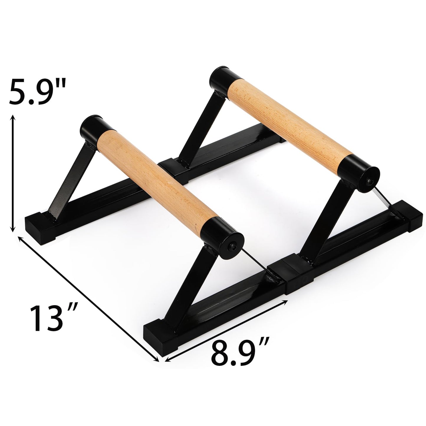 TOPZEA Wood Push Up Bars, Solid Wooden Parallettes Bars with Sturdy Steel Bracket Anti-slip Handstand Bars for Calisthenics, Fitness, At Home Gym Floor Workouts Equipment, Support Max 600 lbs, Black