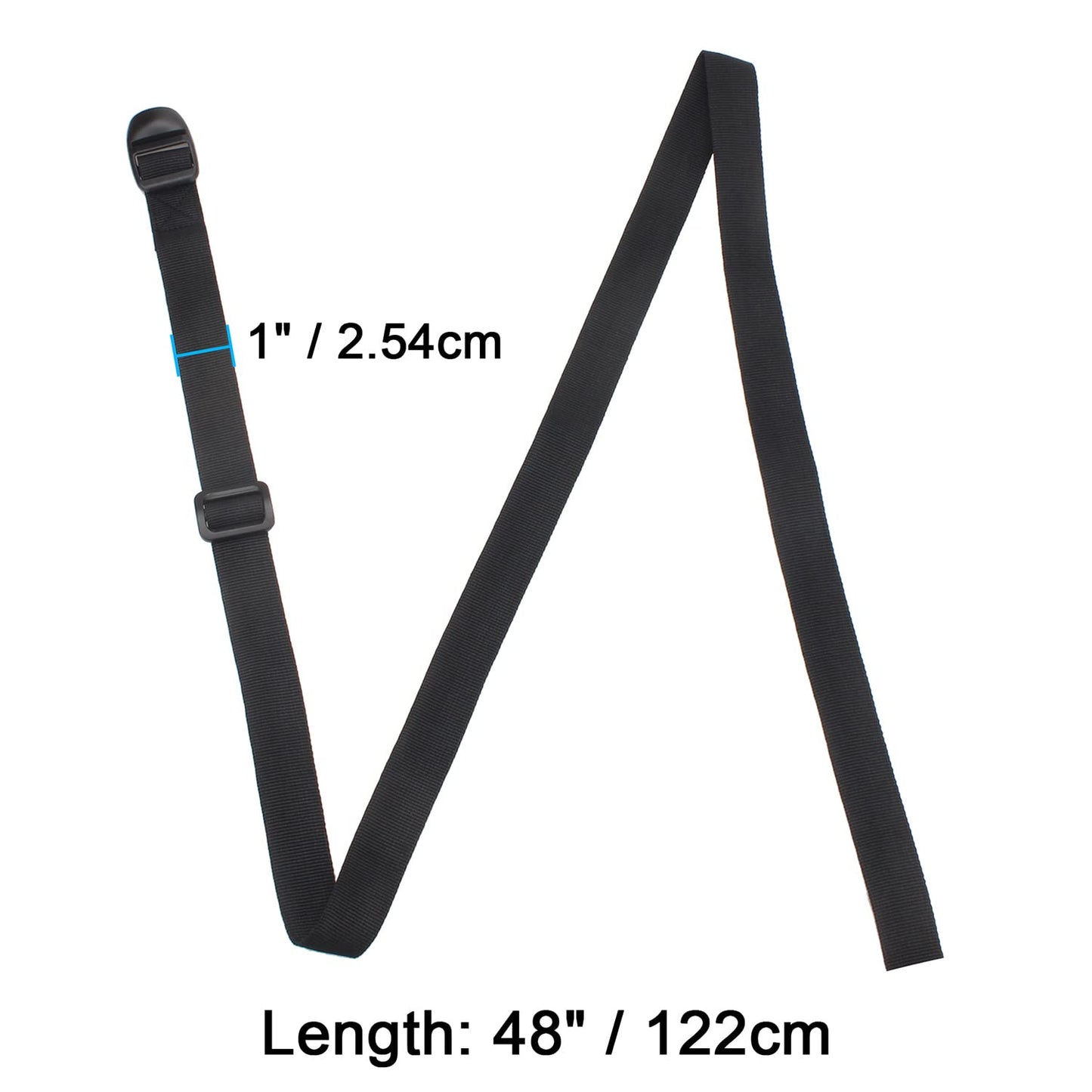 Wisdompro Sleeping Bag Strap, 2 Pack of Heavy Duty Utility Straps for Backpacking, Sleeping Bag Compression, Luggage, Camping, Hiking with Plastic Buckle - 48 inch, Black
