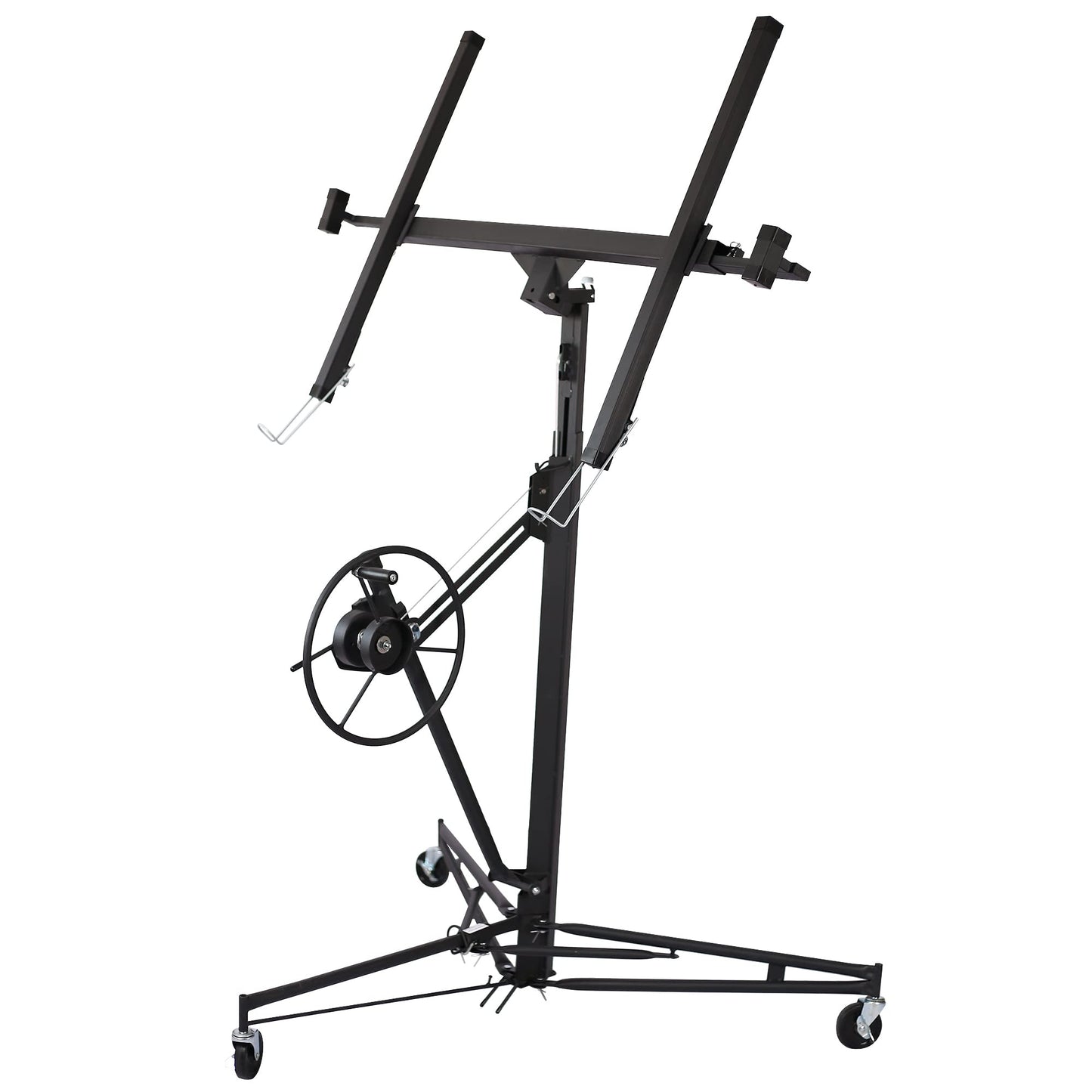 Drywall Rolling Lifter Panel,16ft Hoist Jack Lifter Sheetrock Lift Drywall Lift, 150lb Weight Capacity Panel Hoist Jack Tool, Heavy Duty Steel w/Telescopic Arm & 3 Lockable Wheels (Black)