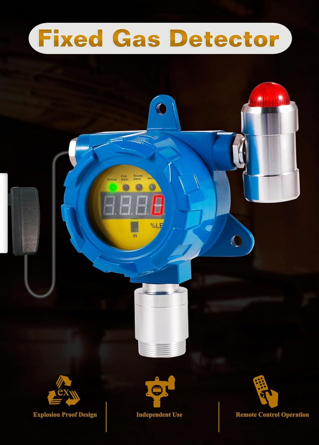Whappocco Fixed Oxygen Monitoring Device, Wall-Mount Industrial O2 Monitor, 0–30% VOL, Digital Display, 4–20mA Output, Remote Control