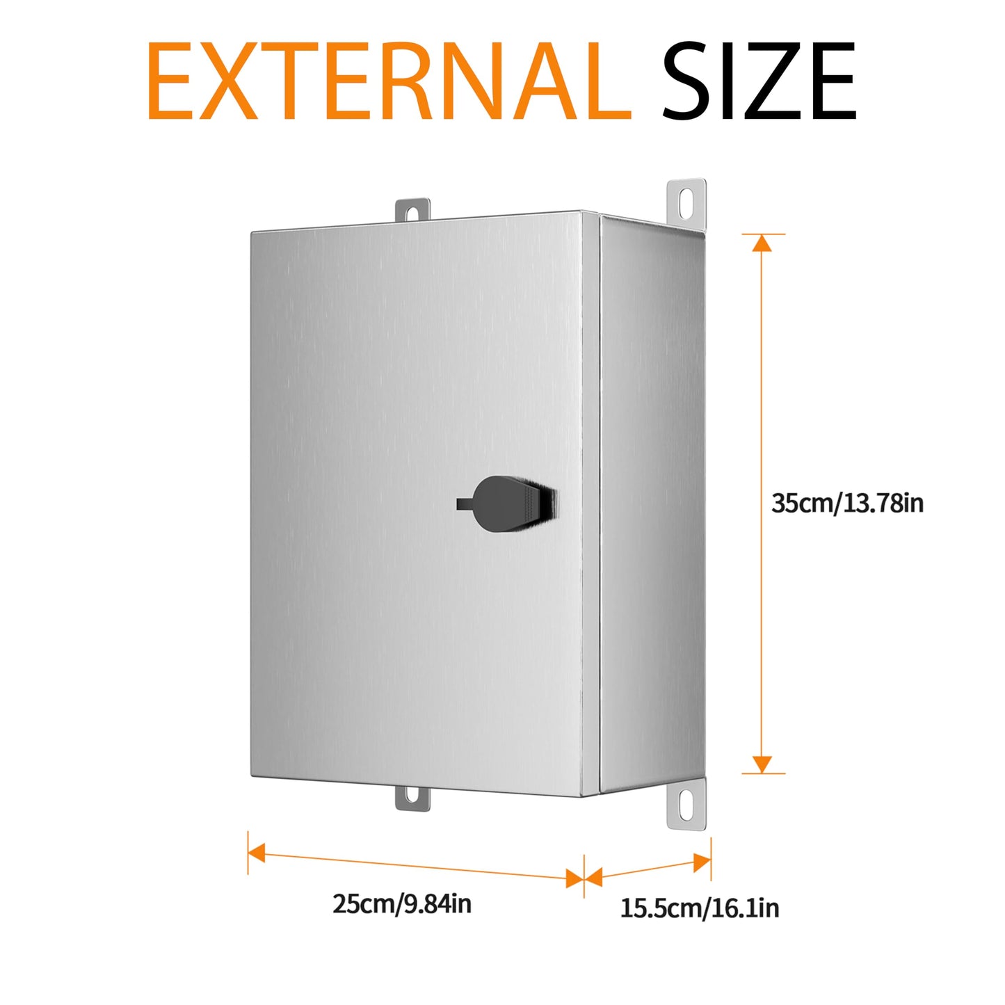KWONONG Stainless Steel Enclosure, IP65 Waterproof Electrical Box for Indoor and Outdoor Projects, Includes Mounting Plate and Wall Bracket 350×250×150mm (14"×10"×6")