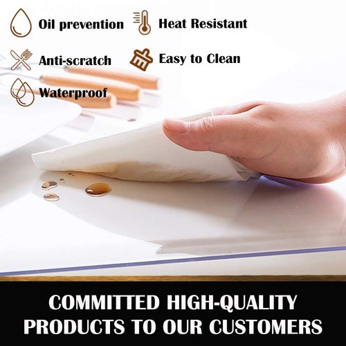 1.5mm Multi Size Thick Clear PVC Tabletop Cover Protection Plastic Transparent Tablecloths Runner Work Dining Room Thicken Plexiglass Glass Desktop Blotter Topper Screen Protector Easy Clean 60x72 in