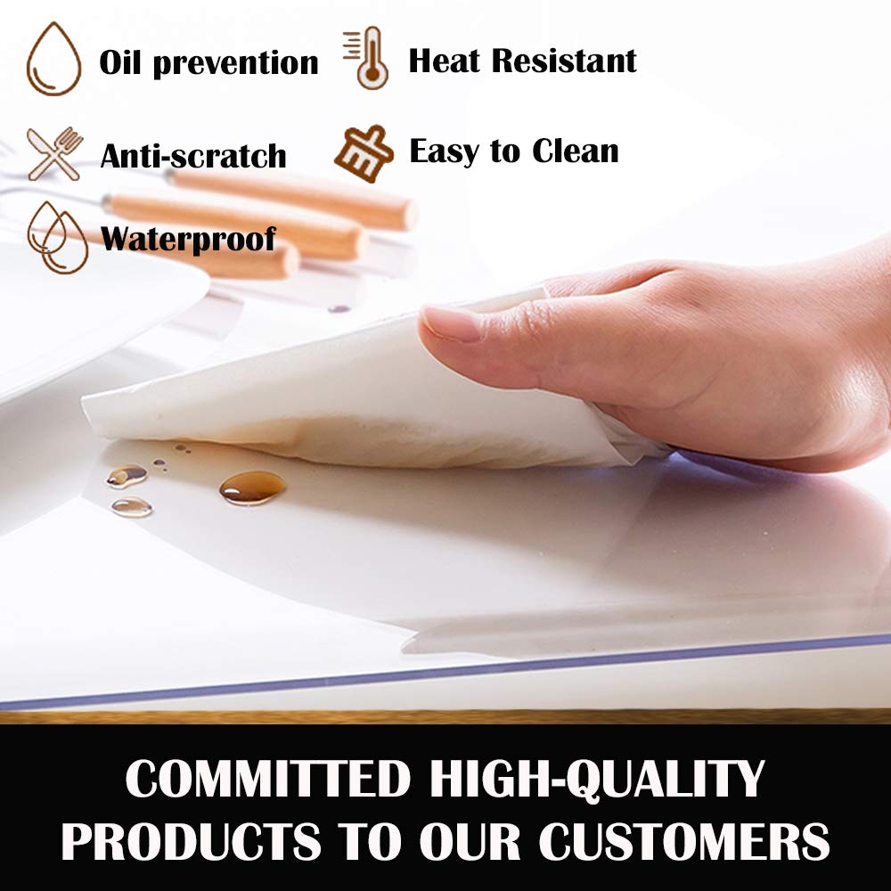 Clear Plastic Dinner Table Protector Tablelcloth Desk Pad Mat Cutting Wooden Furniture Coffee Glass Table Cloth Top Protection Granite Countertop Cabinet Cover Waterproof Rectangular PVC Vinyl 36x84