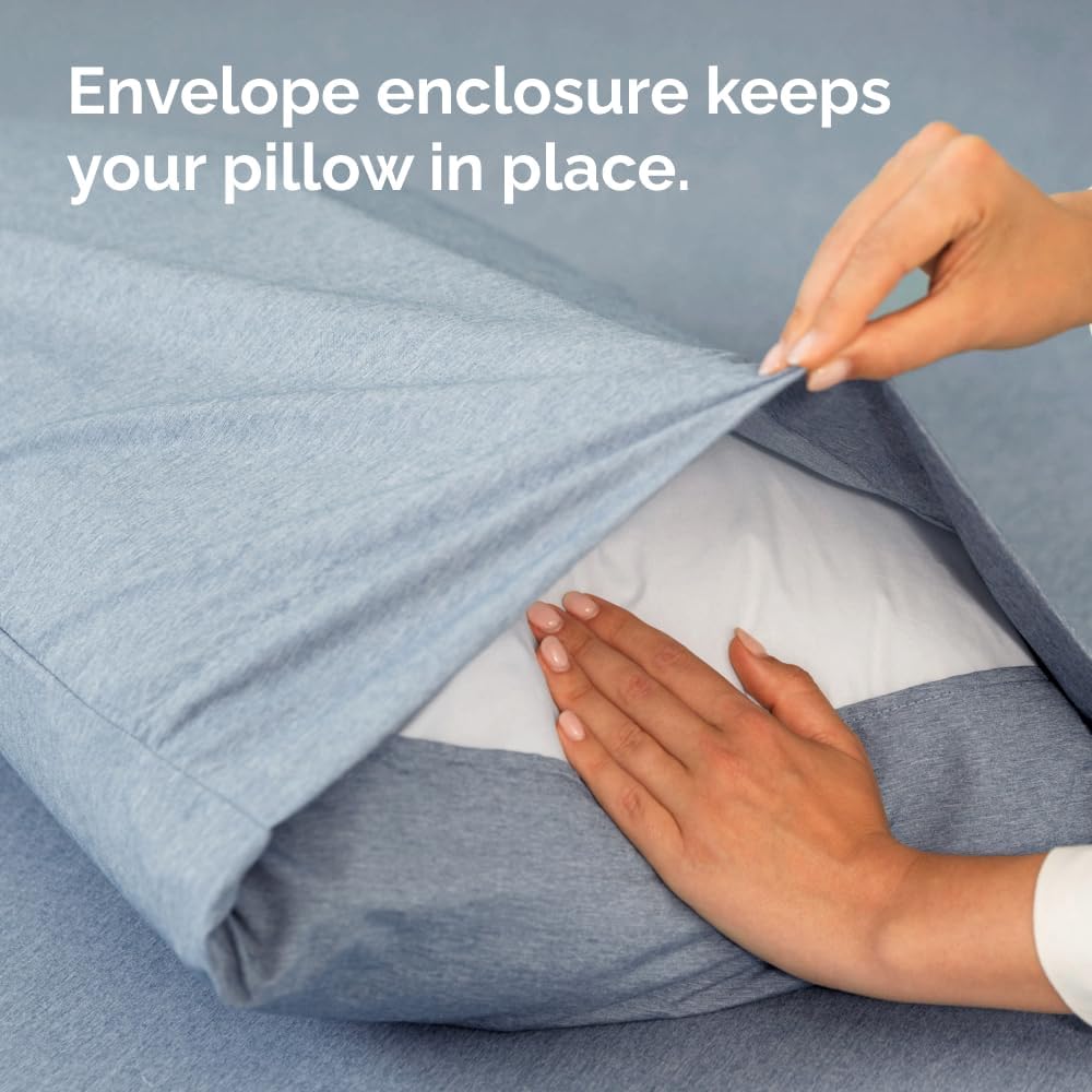 Skiennix Body Pillowcases Set of 4 | Soft, Breathable 20x54 Long Pillow Covers - Fade-Free & Machine Washable (Heathered Blue)