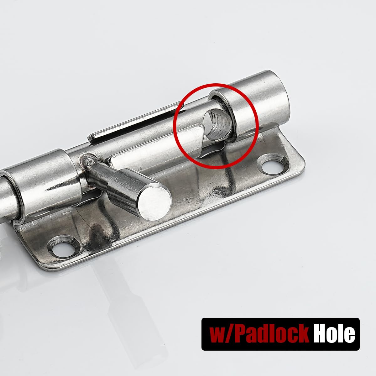 JQK Door Latch Lock Barrel Bolt 4 Inch, 304 Stainless Steel Slide Gate Latches Security Thickened 1.4mm with Padlock Hole, Silver, 2 Pack HBB120-P2