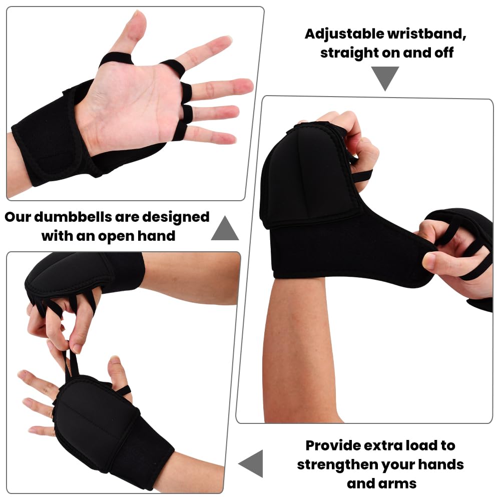 2 Pack Weighted Gloves for Tremors, Adjustable Hand Stability Aid for Parkinson's Patients, Writing Stability & Strengthening, Hand Grip Strength Trainer (Black)