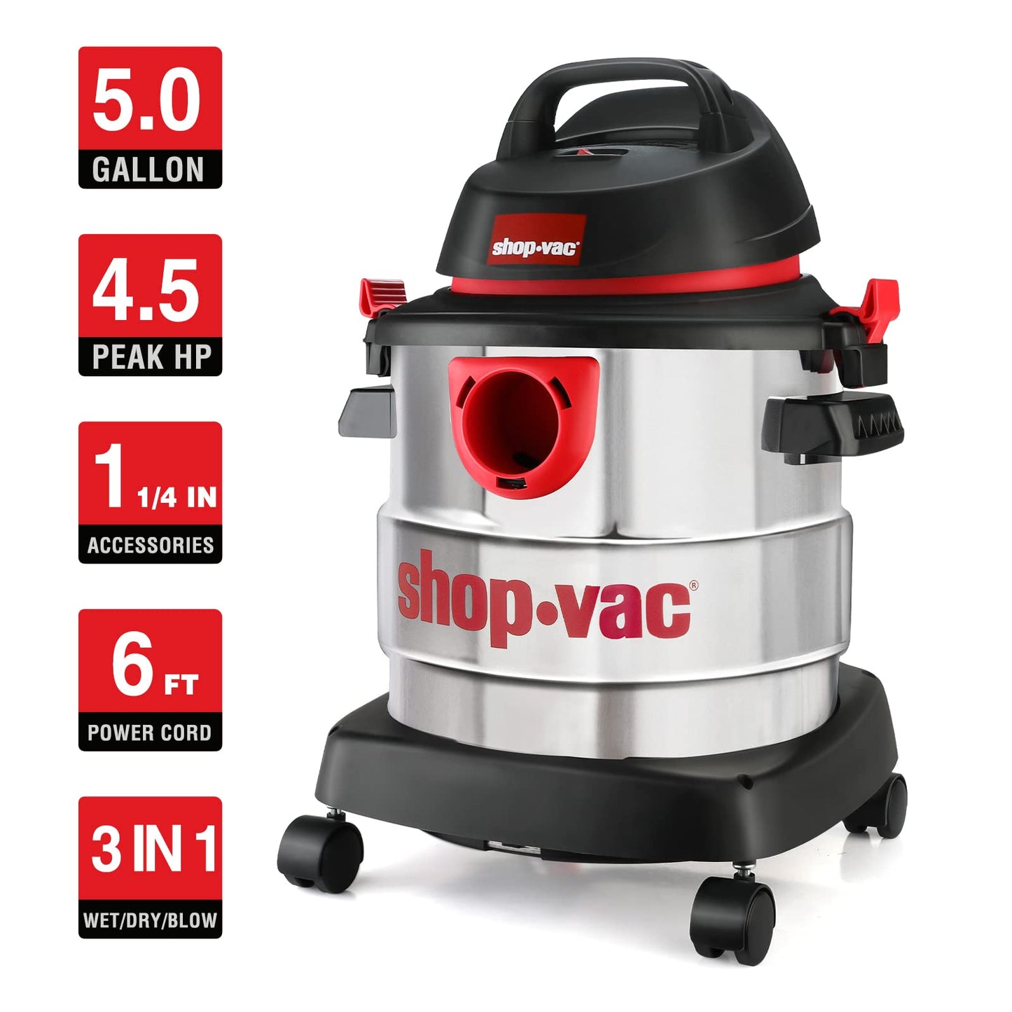 Shop-Vac 5 Gallon 4.5 Peak HP Wet/Dry Vacuum 5 Gallon Filter Bag(4 Pack)