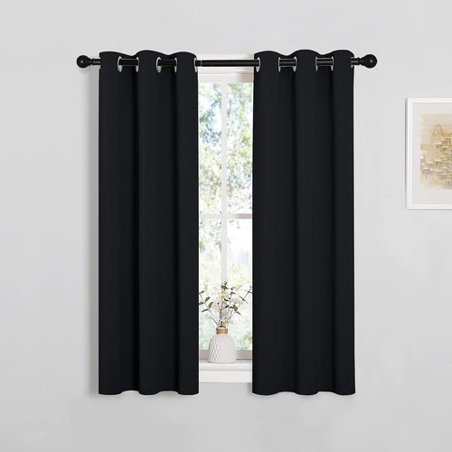 NICETOWN Blackout Curtains - Thermal Insulated Grommet Drapery Panels for Living Room | 2 Panels, 29" x 45", Black