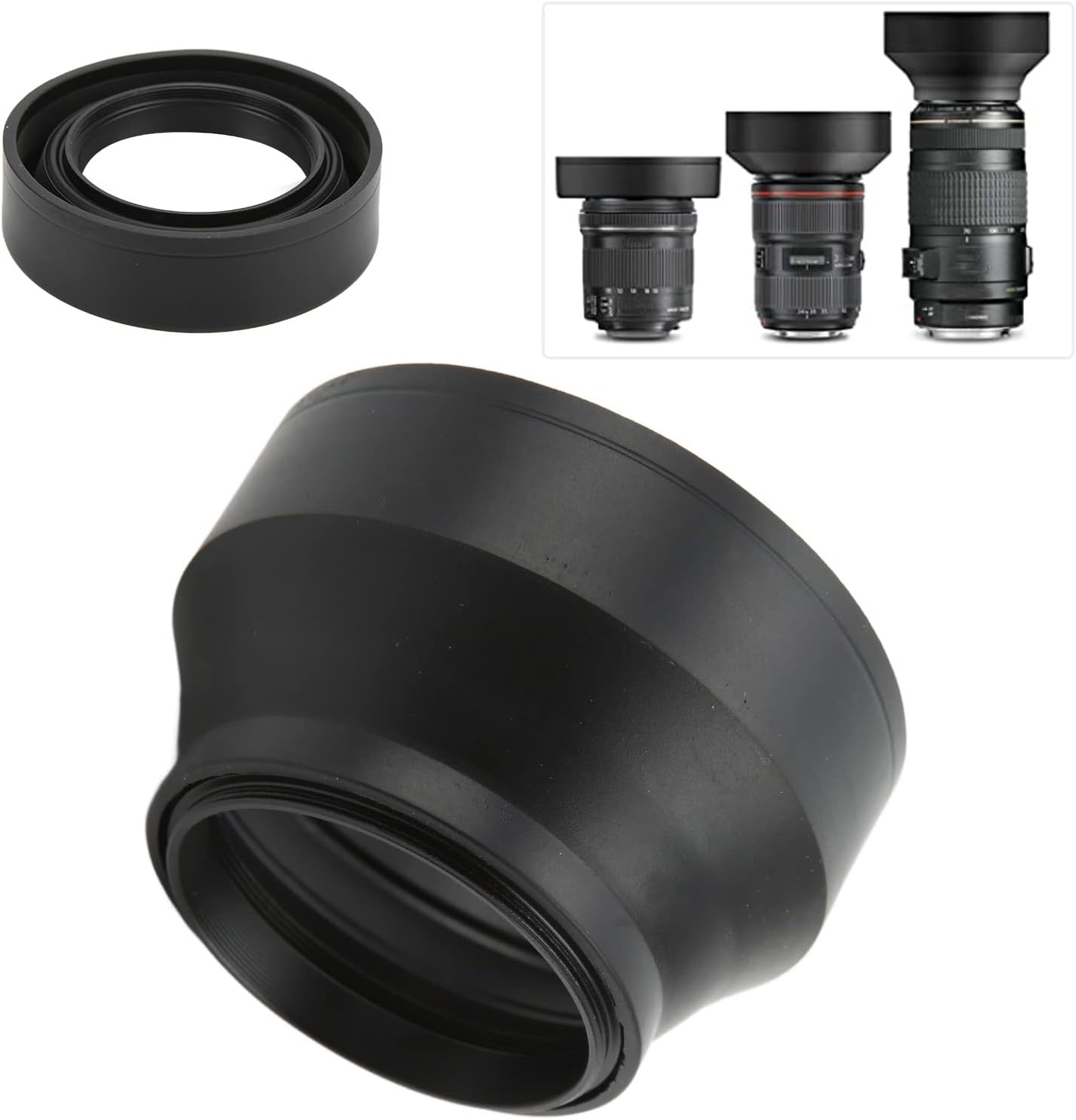 49mm/52mm/55mm/58mm, Universal Camera Lens Hoods Fits for Collapsible Rubber Digital Lens Hood DSLR Lens Shade