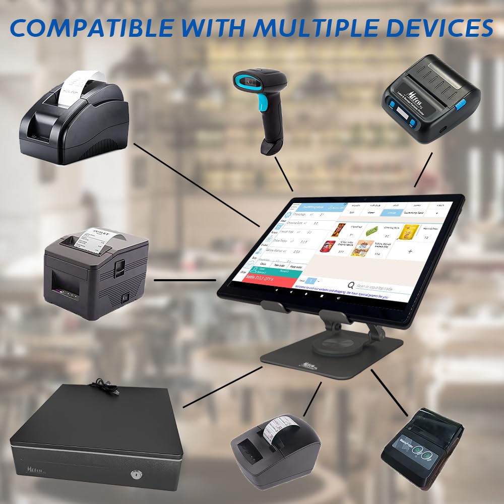 MR.BOSS MRBOSS Mobile POS Cash Register 10.1” Tablet 3" 80mm Receipt Portable Printer Software app for Small Business Restaurant Retail Grocery Convenience Mobile Food Dining car