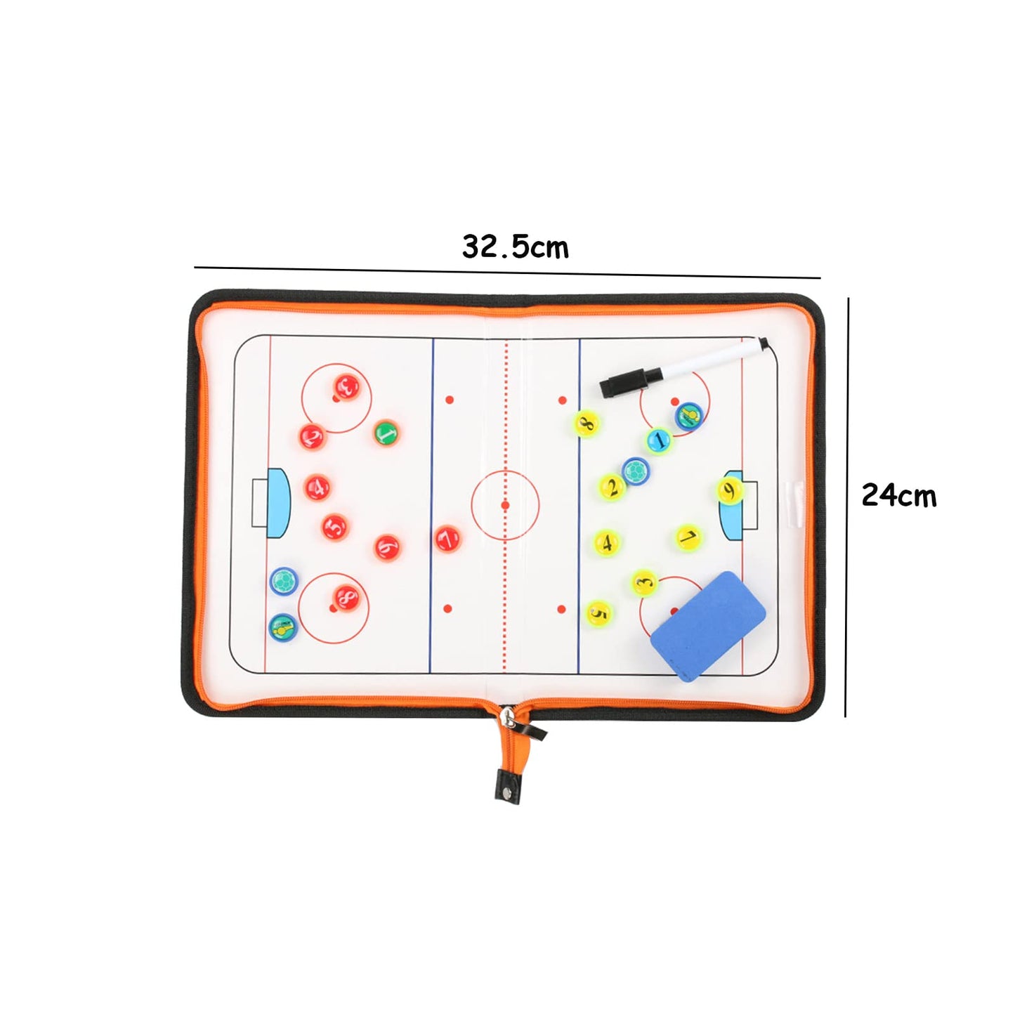Joyeee Ice Hockey Dry Erase Coaching Board, Durable Foldable Leather Tactic Coaching Board for Ice Hockey Coach, Ice Hockey Team Must Portable Coach Tool, Ice Hockey Training Accessories Stuff, Black