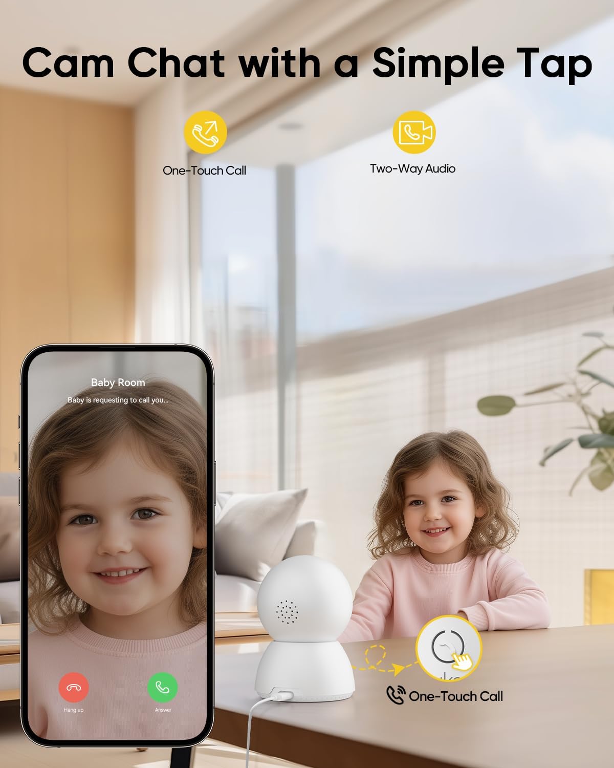 BoyKeep 2K 2-Way Indoor Camera, Cameras for Home Security with Motion Detection, Pet Camera Indoor with Phone App