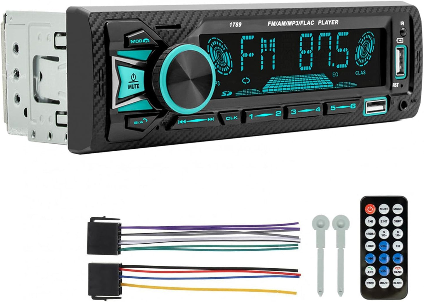ePathChina 12V MP3 FM/MP3/WMA/FLAC/AUX/TF Car Audio Bluetooth Single DIN Car Stereo, Car FM/AM Radio LCD VA Screen Car