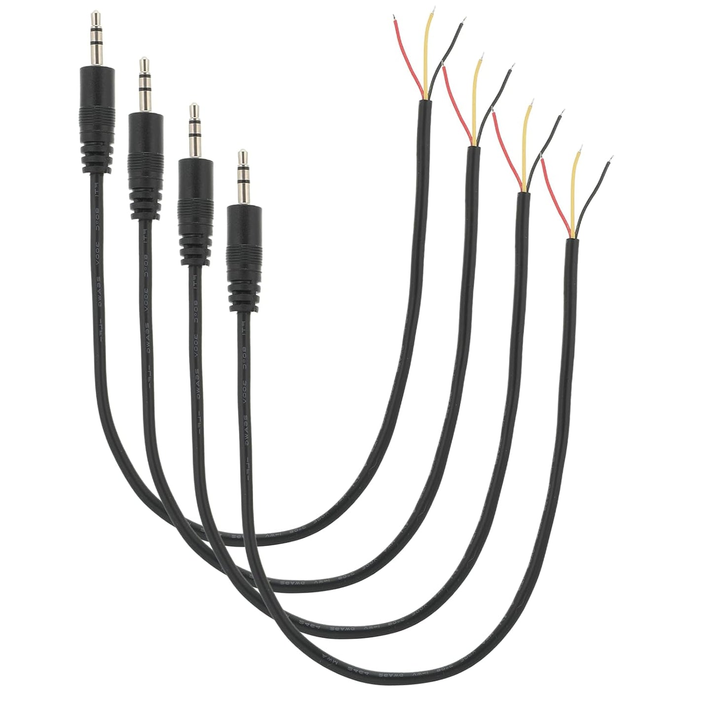 Jxiwfvl 4 3.5mm 3 1/8" PCS Male Plug Jack Connector Replacement Repair, Pole Jack Stereo Audio Cable for Scanner