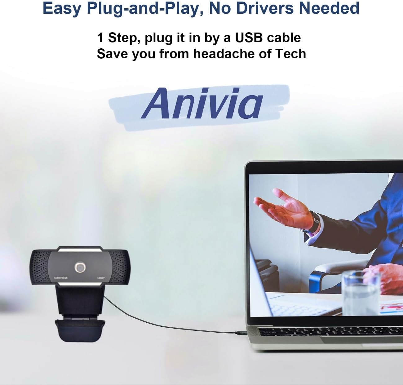 Anivia 1080P Mac/Laptop/MacBook/Tablet-1 Webcam for PC Computer Camera Built-in Noise Canceling Microphones, Low-Light