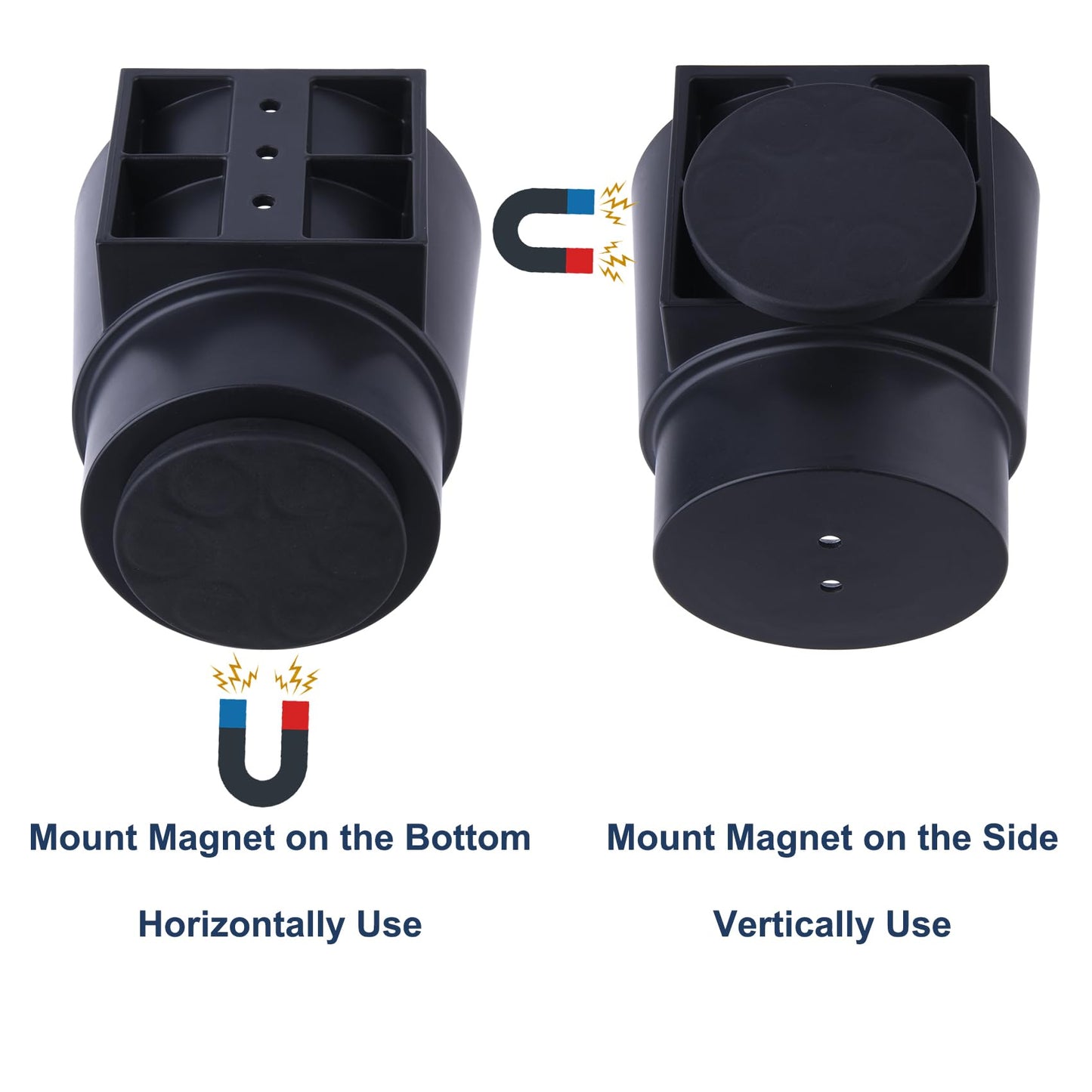 Universal Magnetic Cup Holder, Heavy Duty Plastic Drink Holder, Magnet Cup Holder for Bus Tractor Van RV, Vertical or Horizontal Mount, Fits Most Cup, Bottles, Cans, Tumblers, Black Pack of 1