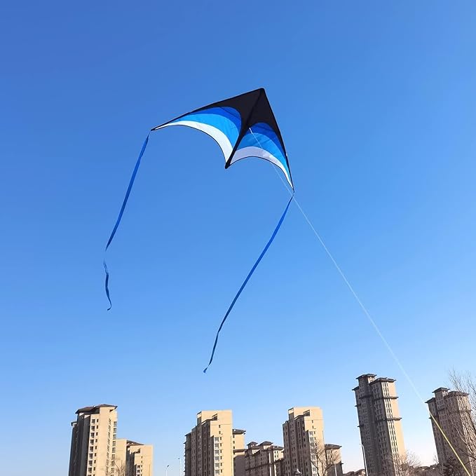 Mint's Colorful Life 60'' Delta Kite With 7.1in Reel Winder, Easy Flying & String Spool for Kids & Adults, Best Beach Set for Beginners