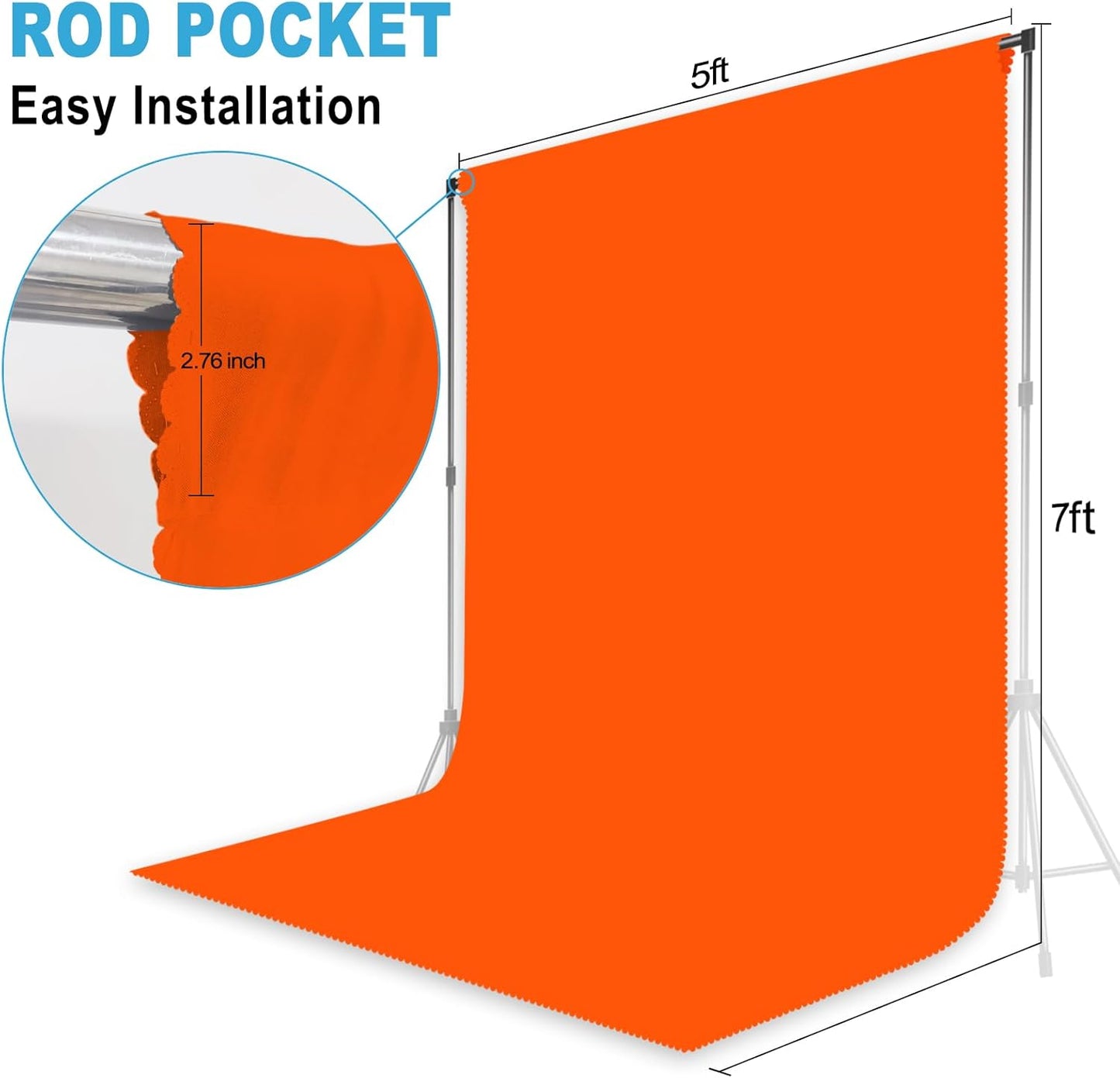 LYLYCTY 5X7 Orange Backdrop for Photoshoot, Professional Photo Backdrop Background Curtain for Product