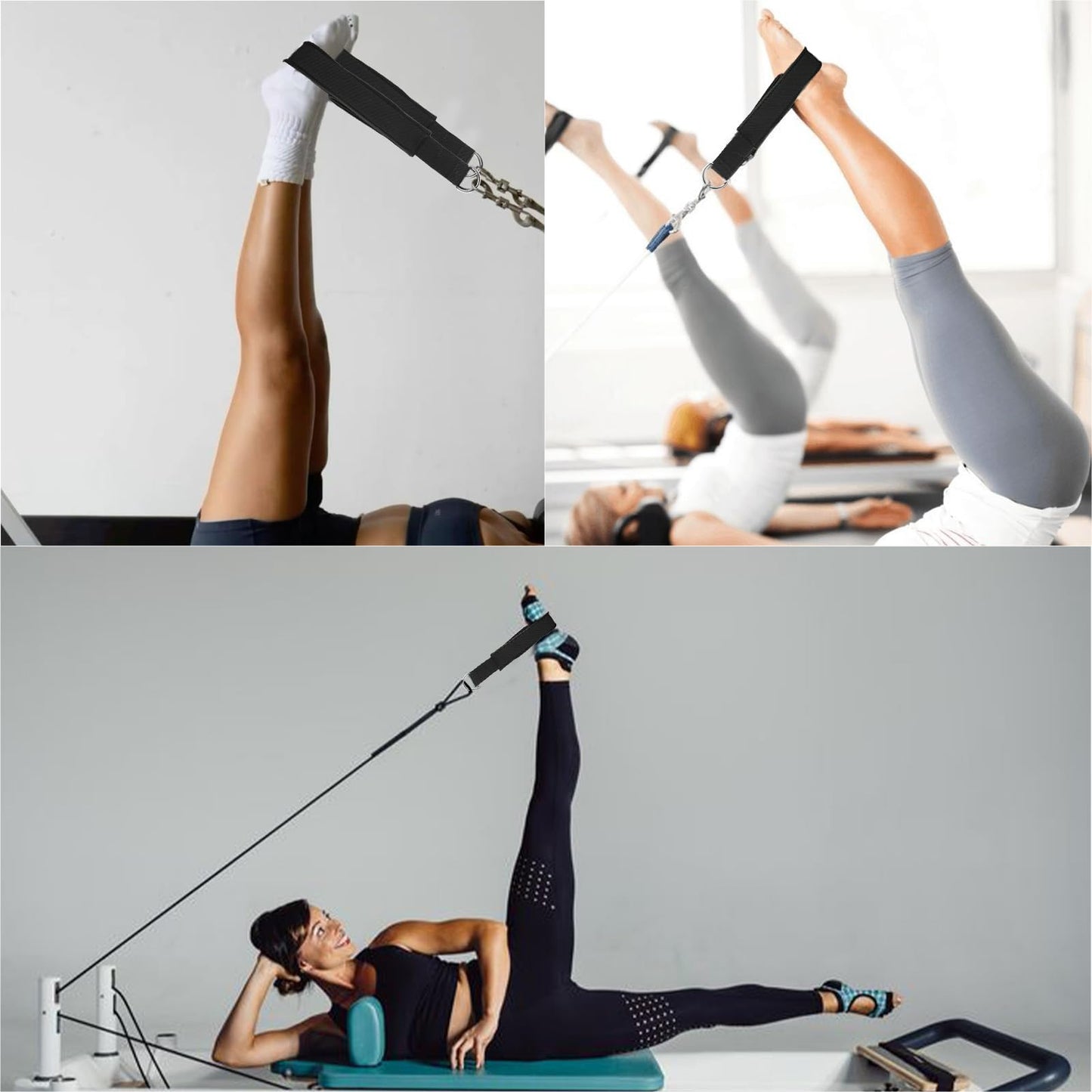 HYVAWO Pilates Straps Soft Padded 1 Pair Double Loop Straps D-Ring for Reformer Home Gym Workout Accessories Fitness Yoga Exercise