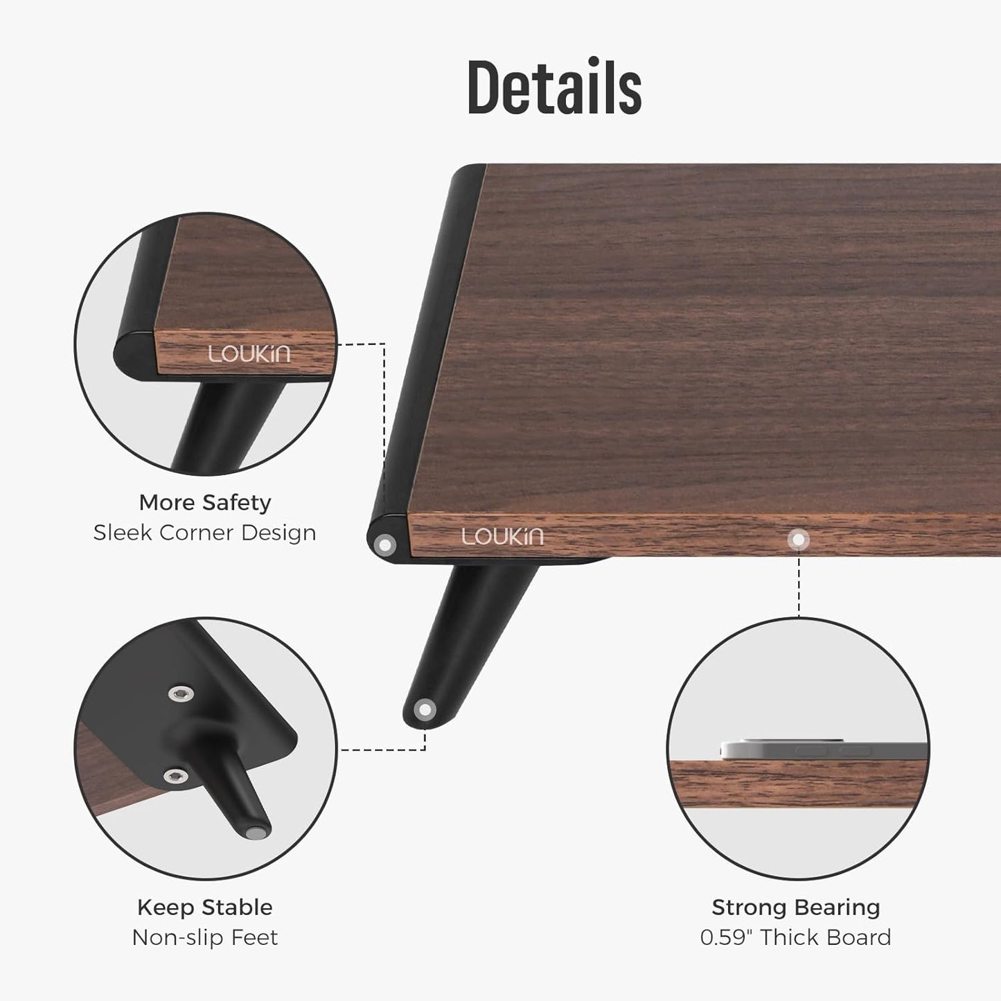22.4" 8.3" loukin Monitor Stand Riser for Desk, x Larger Computer Stand for Laptop, PC, Printer, Sturdy Desktop