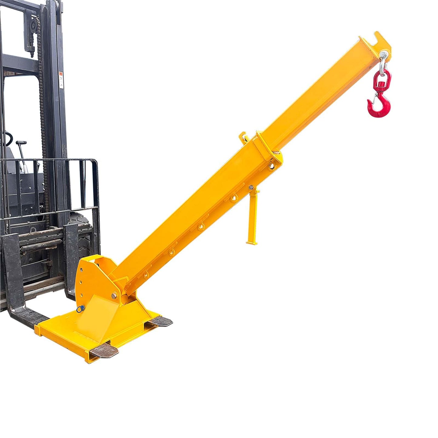 JARYANNIX Forklift Jib Boom Crane, 6000lbs Capacity Forklift Mobile Crane with 2 Hooks Hoist, 0-75° Adjustable Tilt, for Towing Handling Equipment, Adjustable Telescopic Booms Attachments