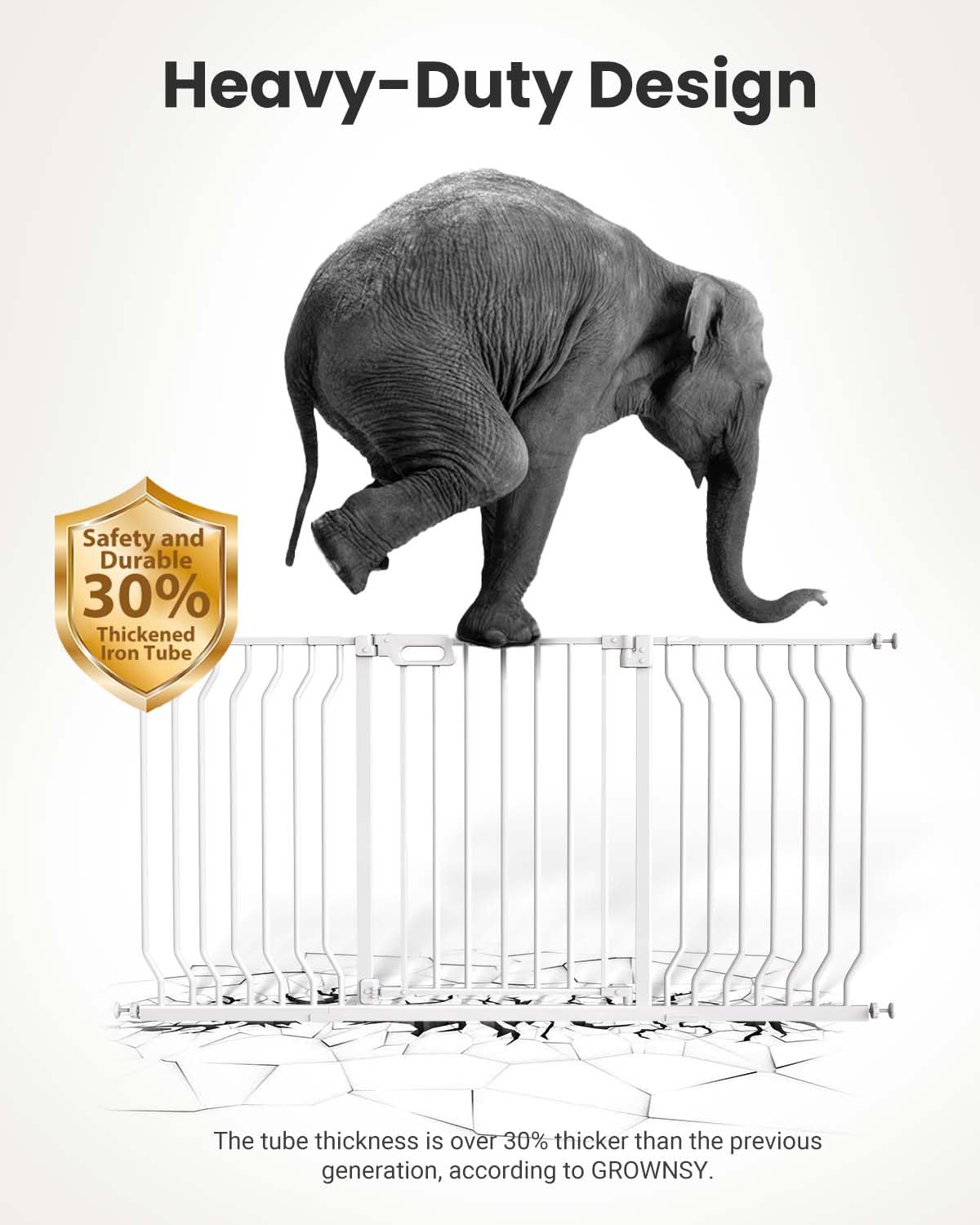 Mom's Choice GROWNSY Baby Gate, 30.5"-53" Auto-Close Dog Gate for Stairs & Doorways, Pressure-Mounted Easy Install Baby Gate - No Drill, Walk Through, Safe & Durable