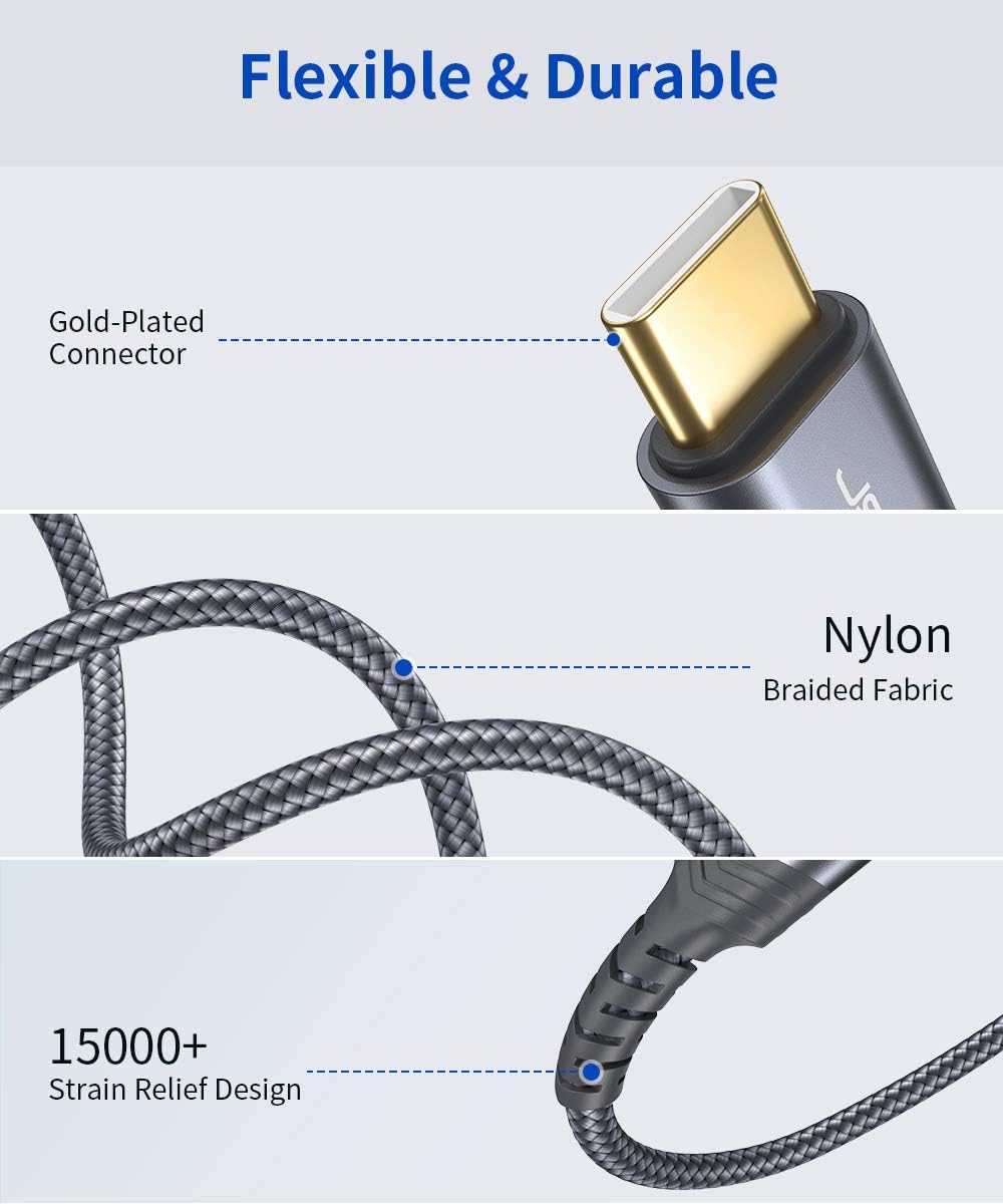 10ft JSAUX USB C to USB B Printer Cable - Nylon Braided, Compatible with MacBook Pro, HP, Epson, Canon, Brother