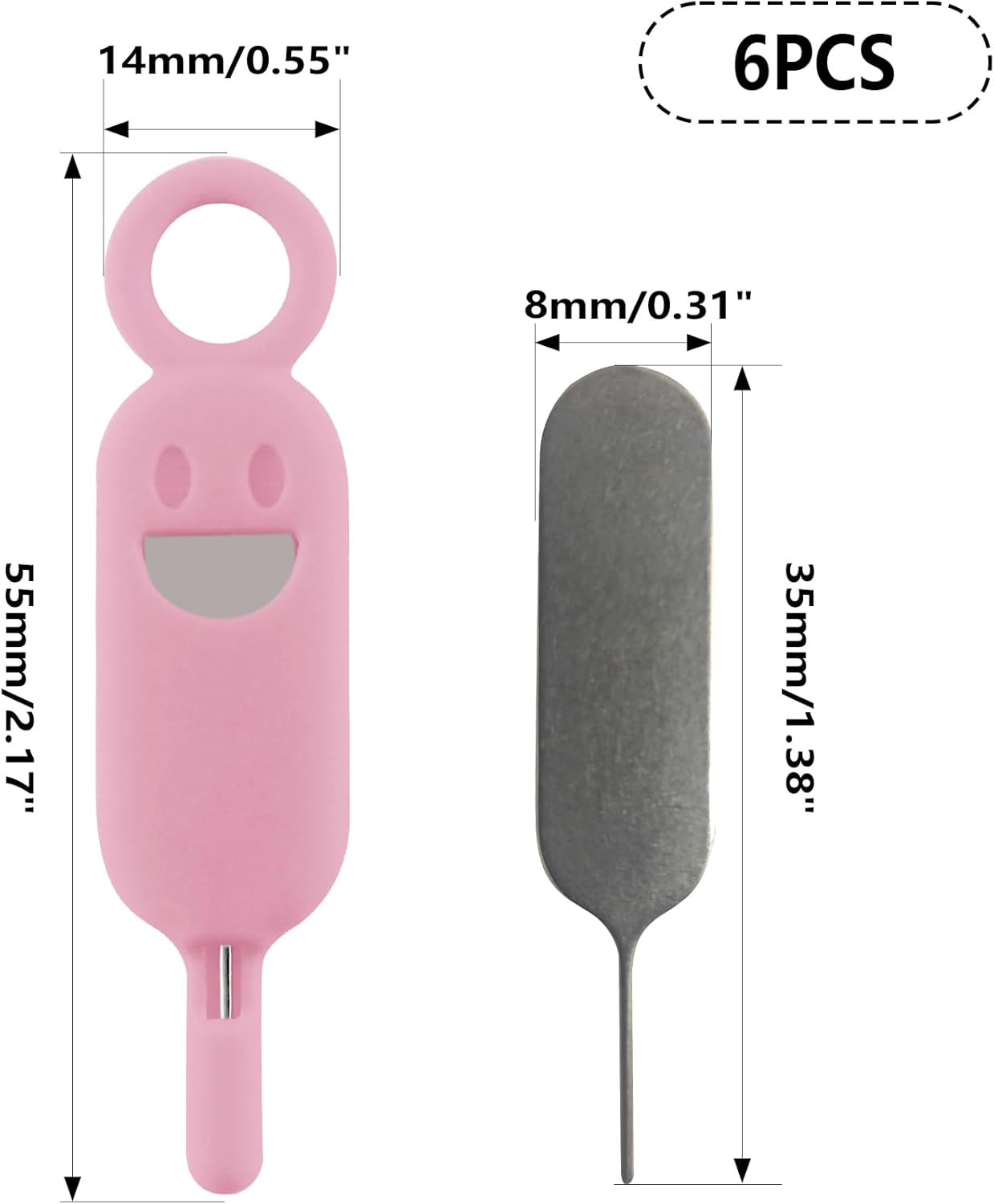 6 Set Lilaly Pcs SIM Card Removal Tool SIM Ejector Pin and Card Tool Cute Silicone SIM Card Needle Tool, Pink