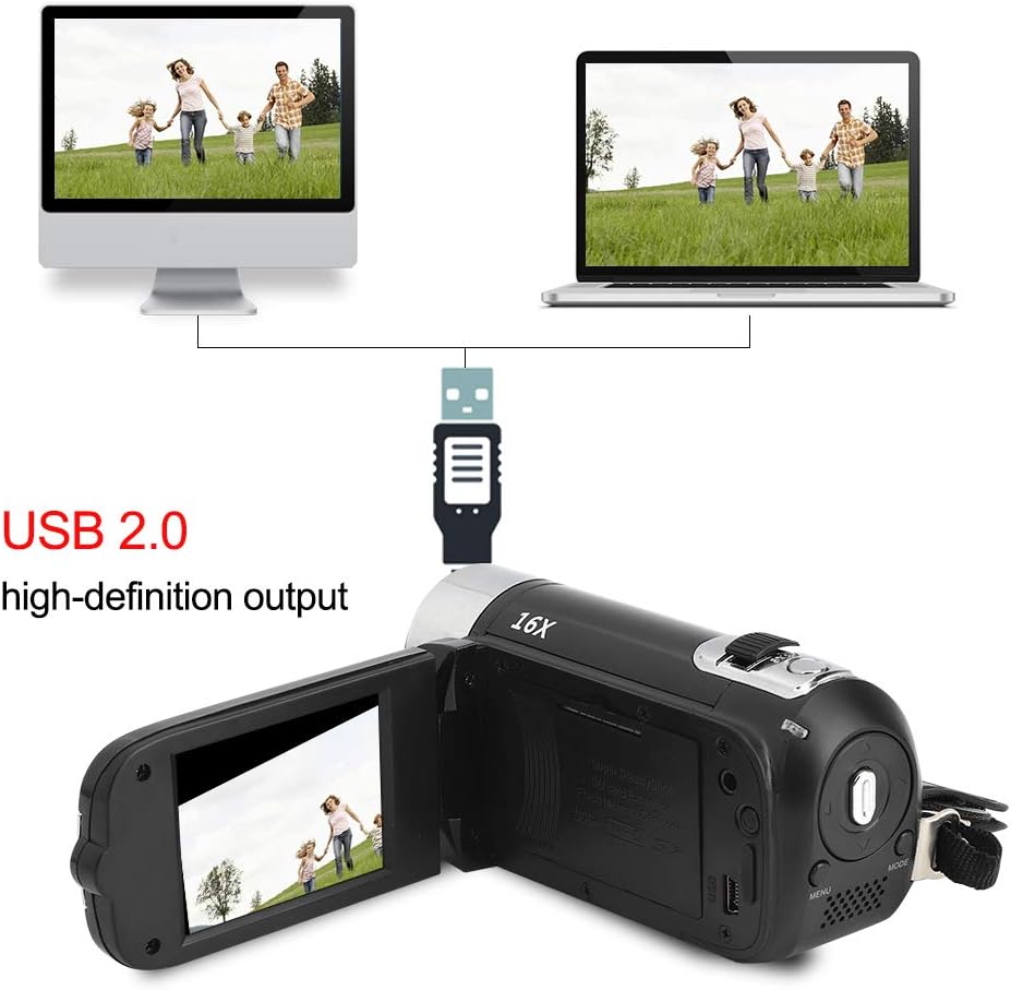 Focket 16X 2.7in 16MP 128GB Digital Zoom Video Camera Camcorder, LCD Screen Digital Camera Recorder Vlogging Camera